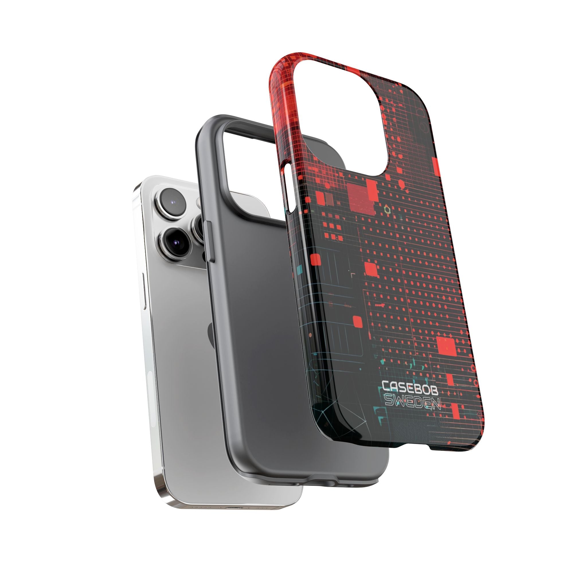 Crimson Circuit Grid iPhone 14 - Tough