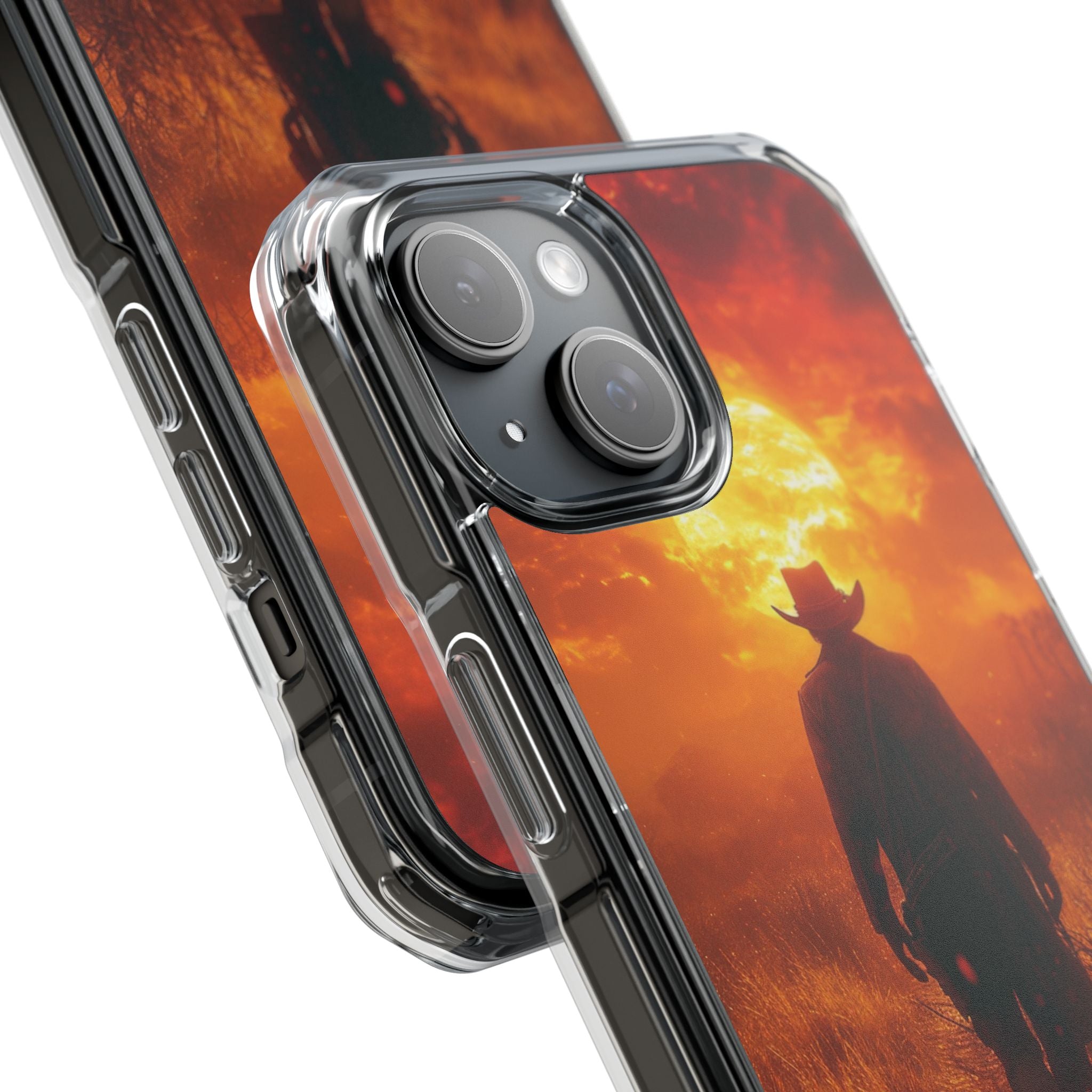 Fiery Sunset Cowboy iPhone 15 - Impact Clear+