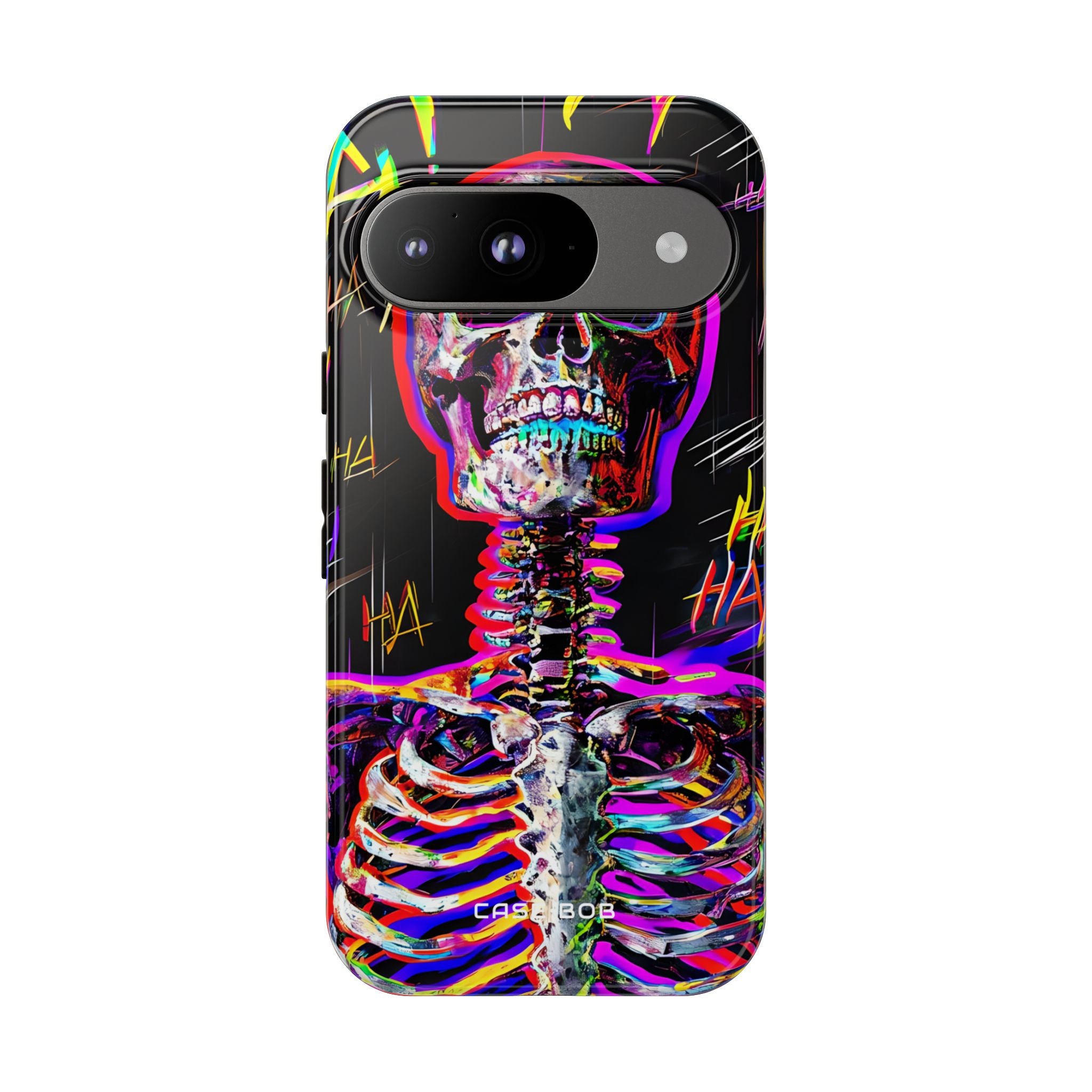 Neon Skeleton Laugh Google Pixel 9 Case - Tough