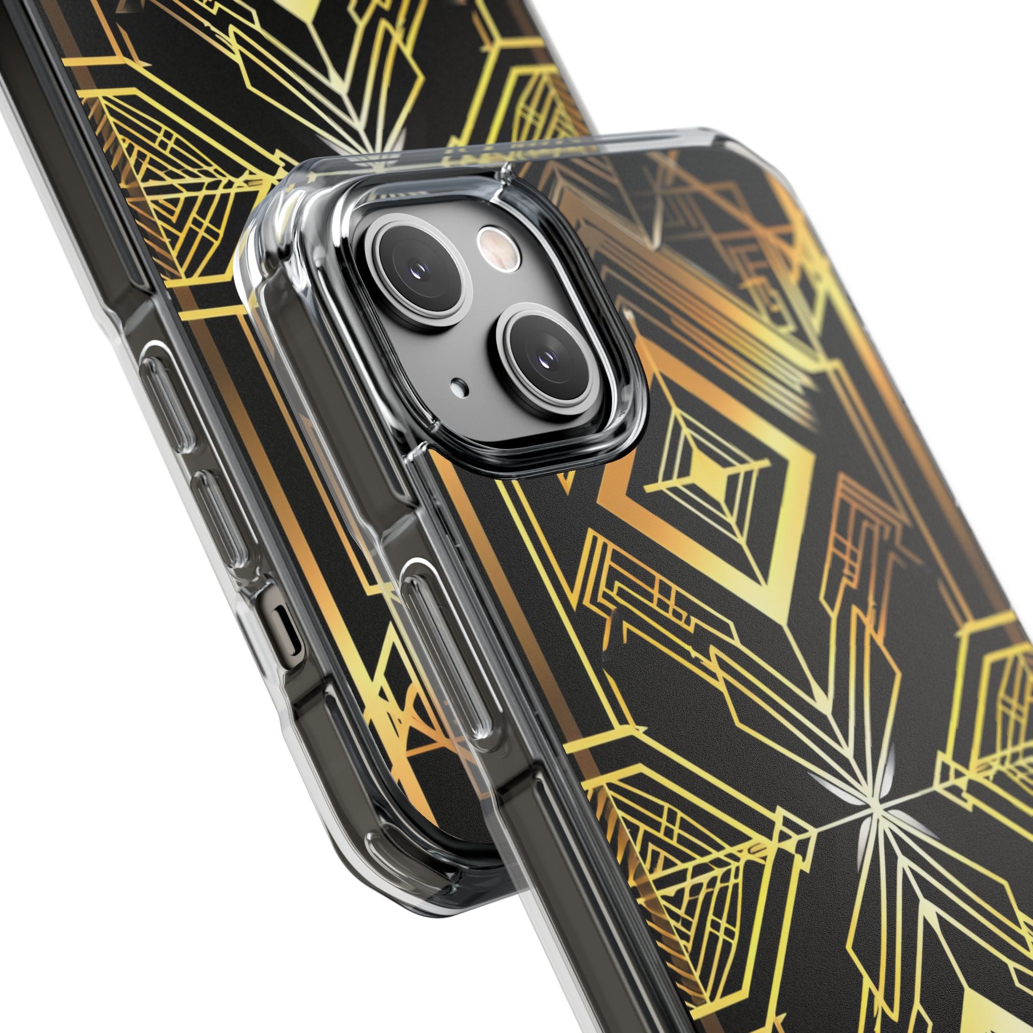 Golden Geometric Symphony iPhone 14 - Impact Clear+