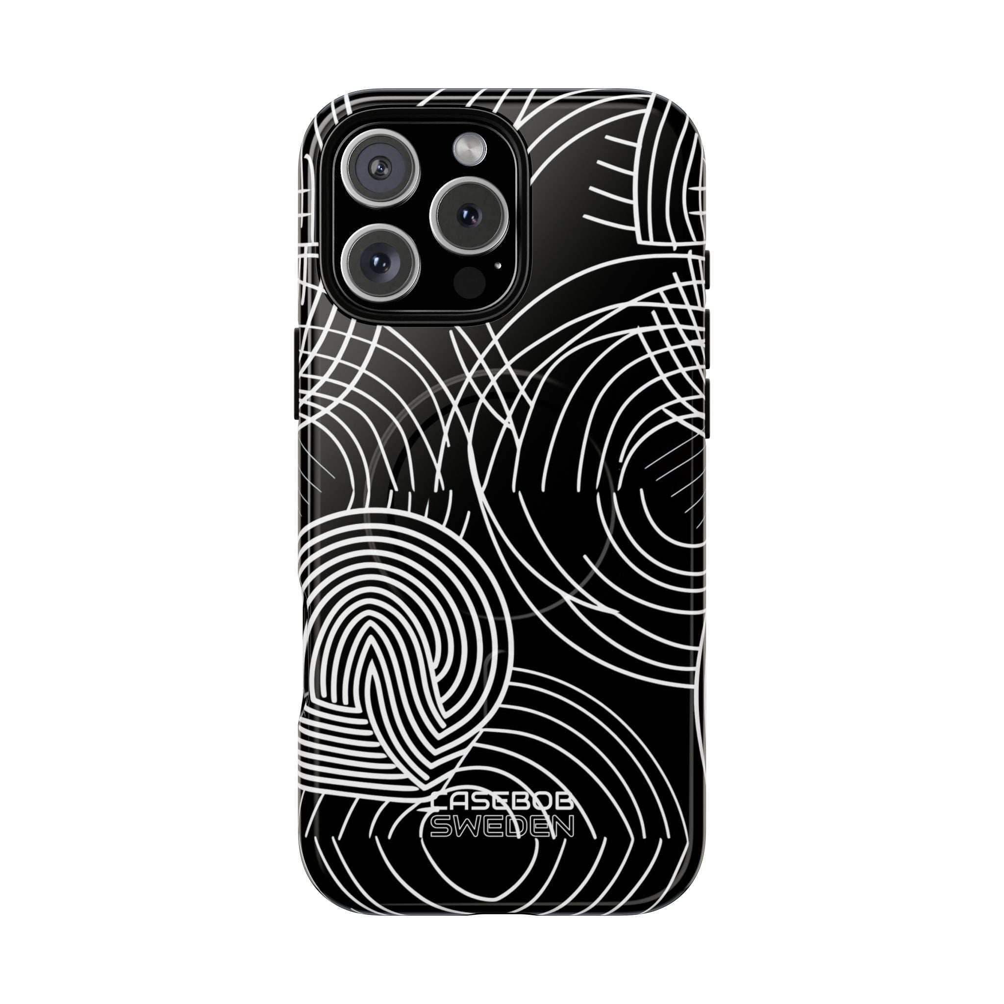 Monochrome Spiral Curves iPhone 16 - Tough+