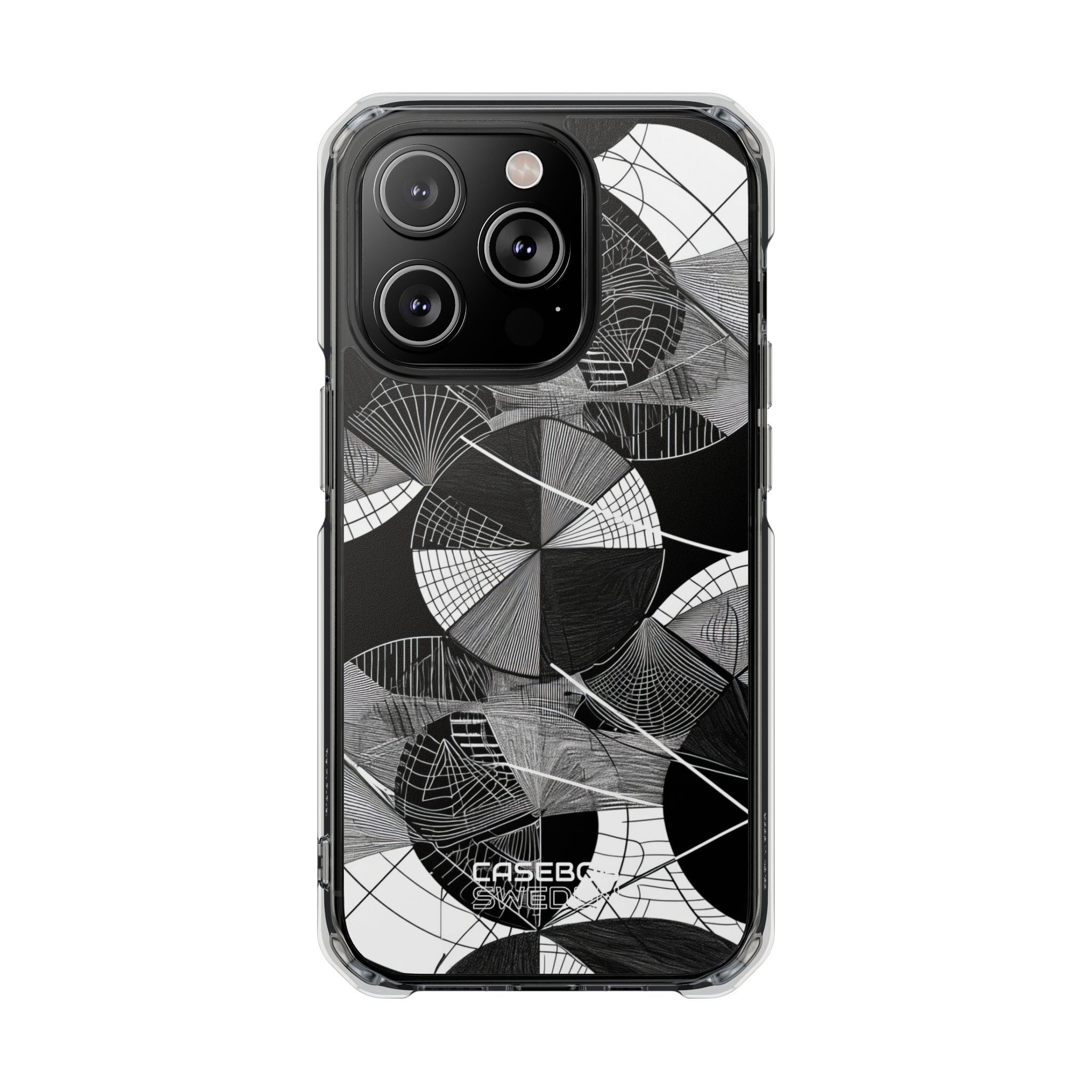 Monochrome Circle Maze iPhone 14 - Impact Clear+