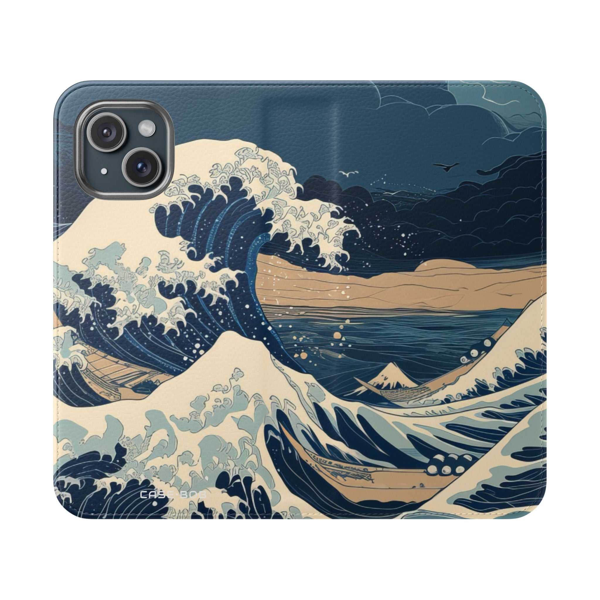 Cresting Navy Wave - iPhone 15 Case - Wallet