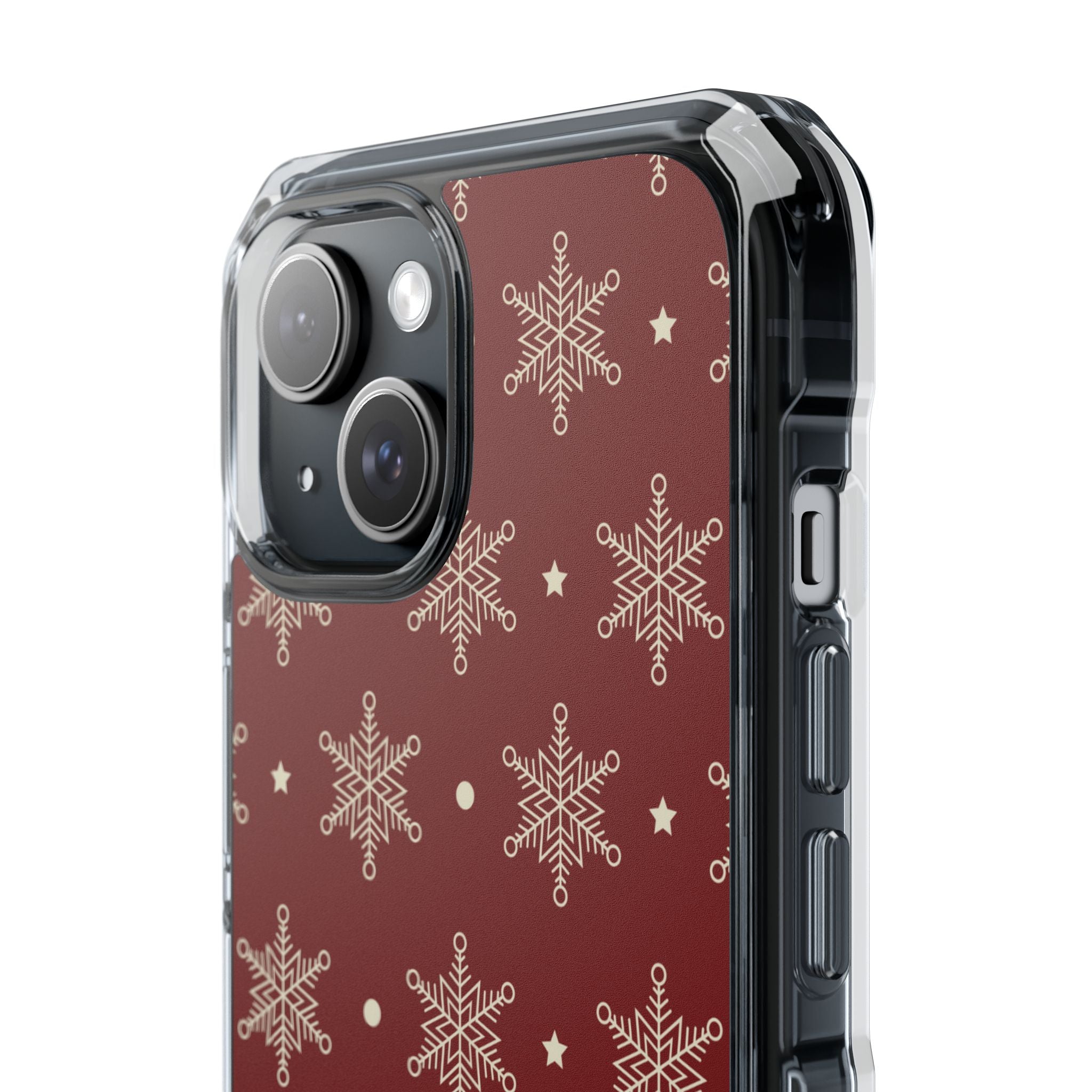 Cream Snowflakes Crimson iPhone 15 Case - Impact