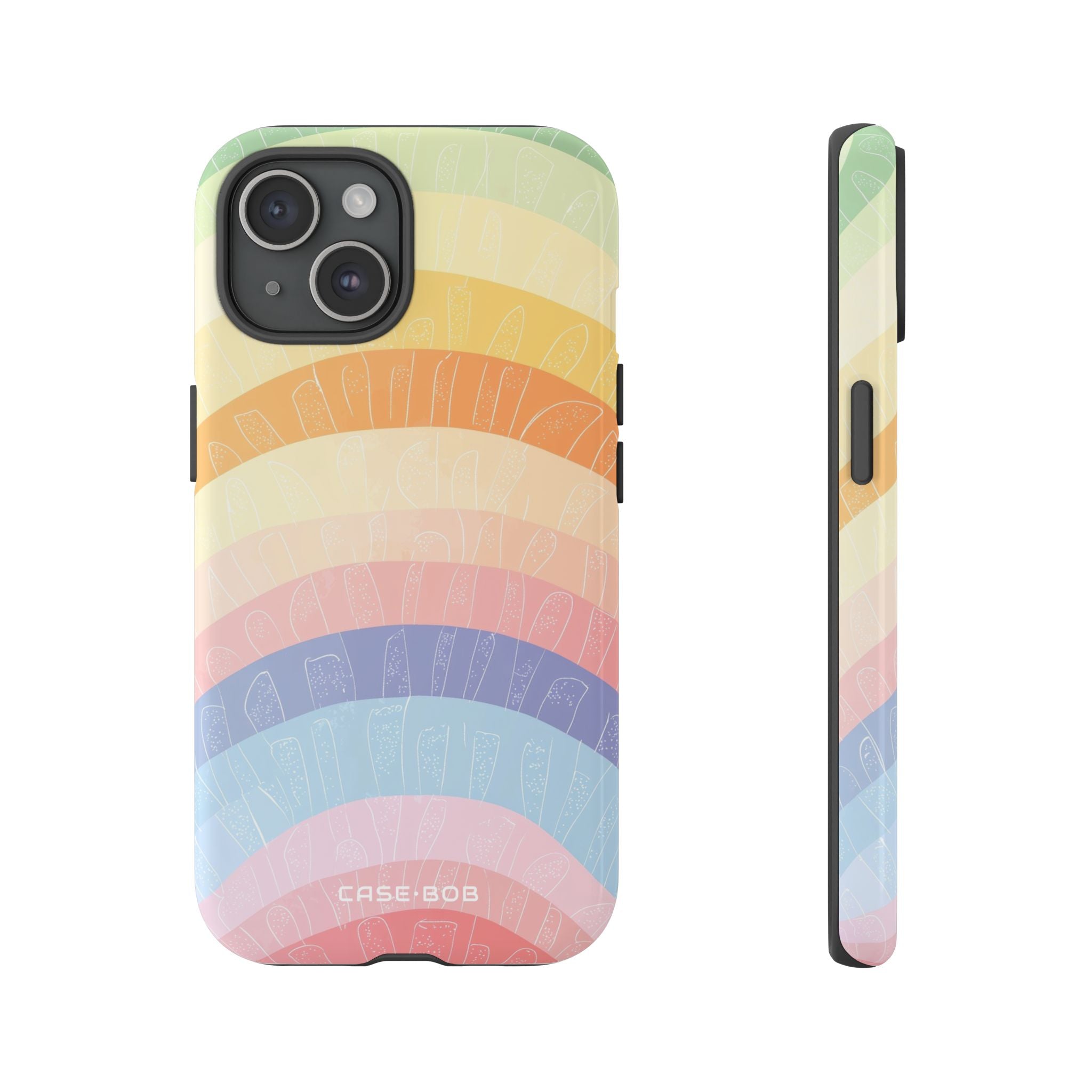 Pastel Rainbow Bands iPhone 15 Case - Tough