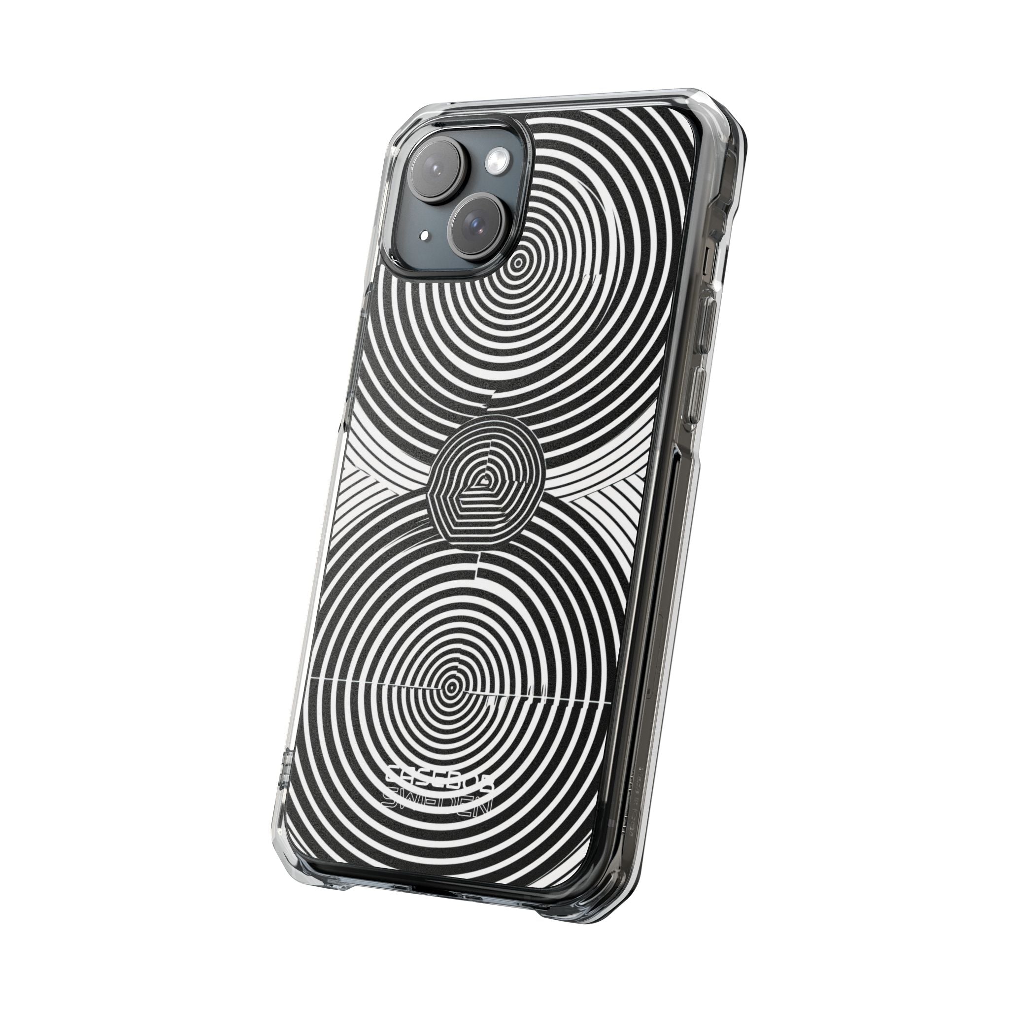 Monochrome Spiral Motion iPhone 15 - Impact Clear+