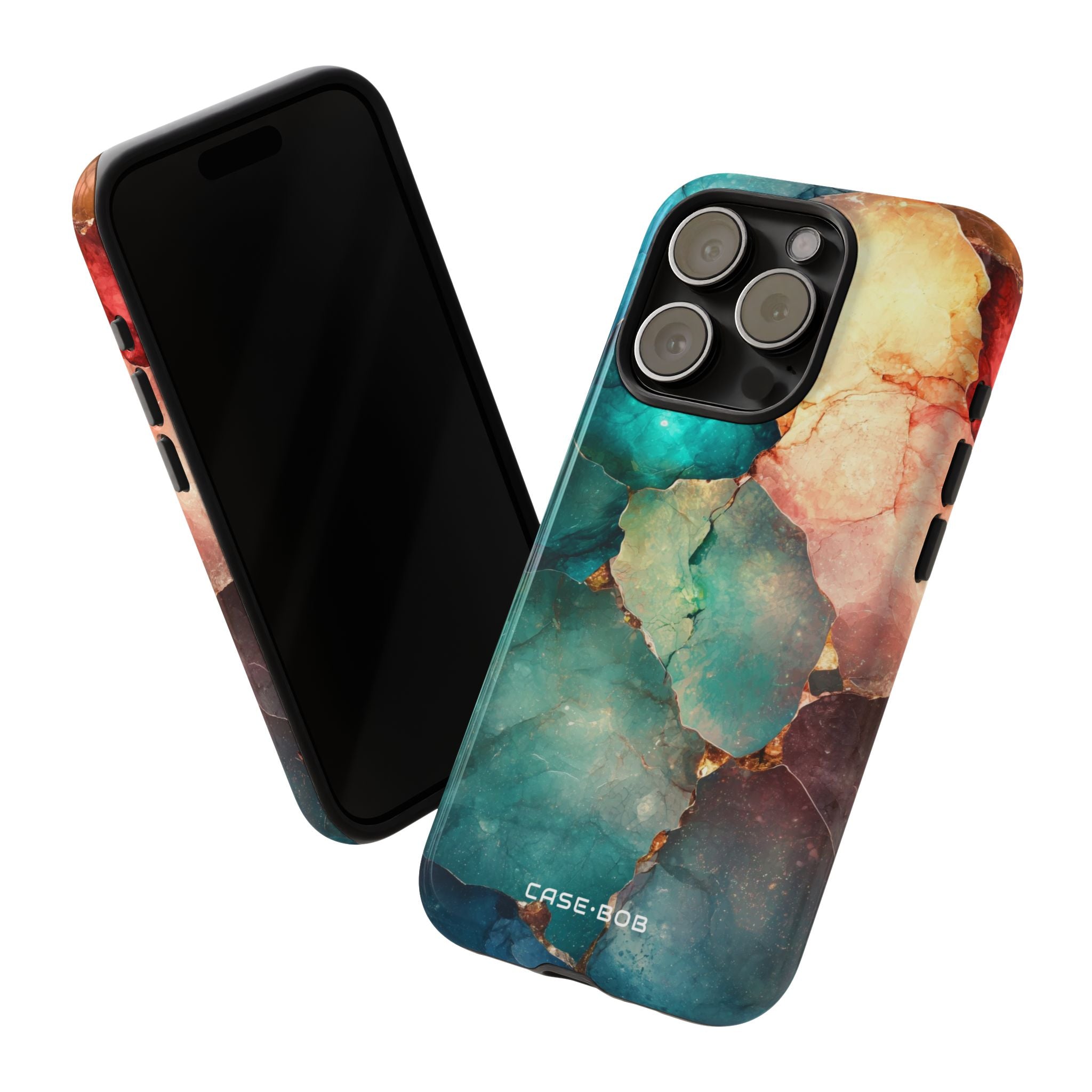 Teal Mosaic Veins iPhone 15 Pro Case - Tough