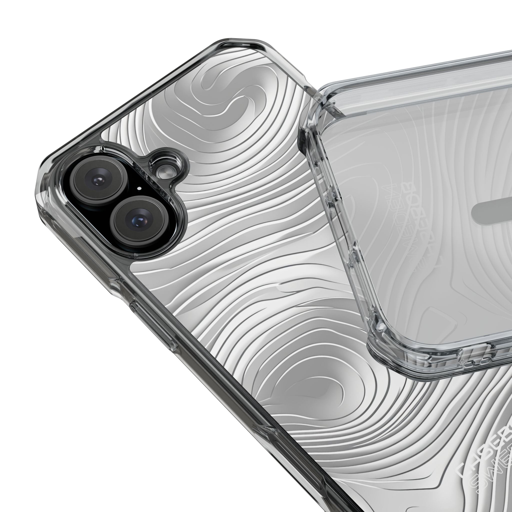 Monochrome Flow Lines iPhone 16 - Impact Clear+