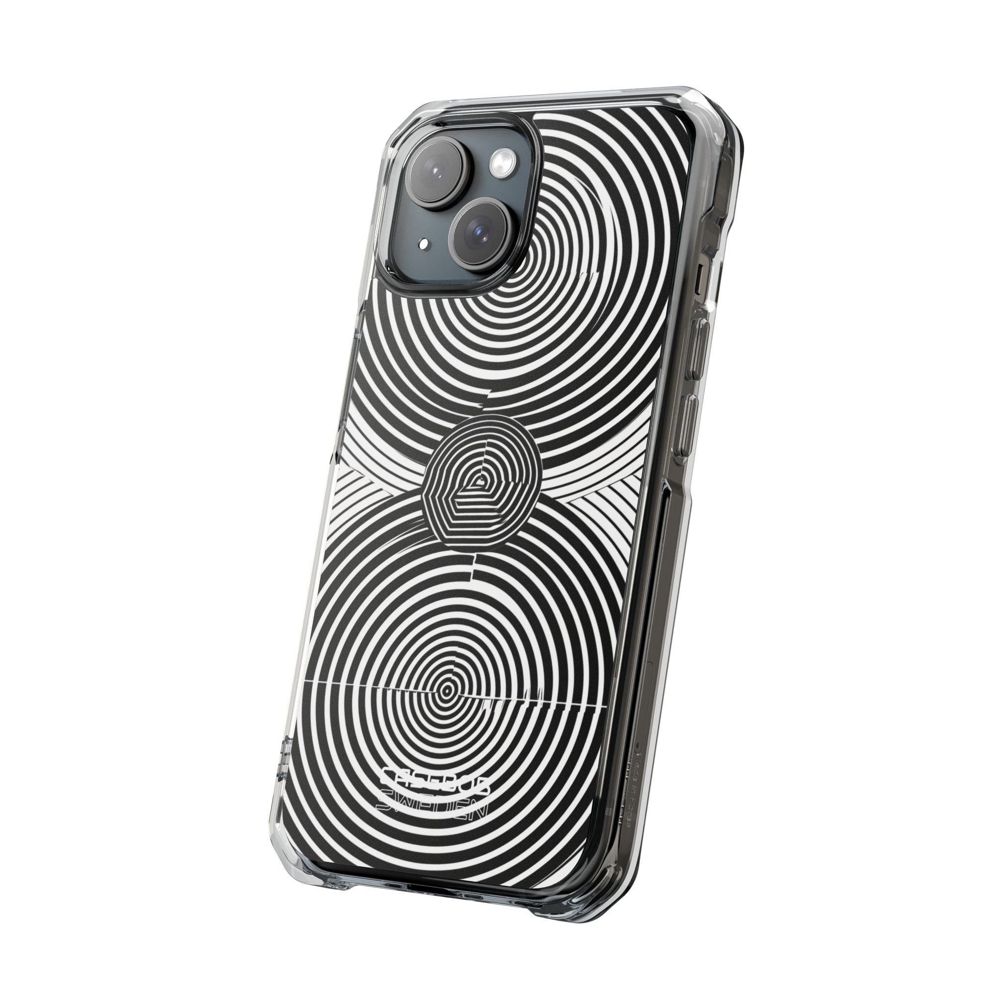 Monochrome Spiral Motion iPhone 15 - Impact Clear+