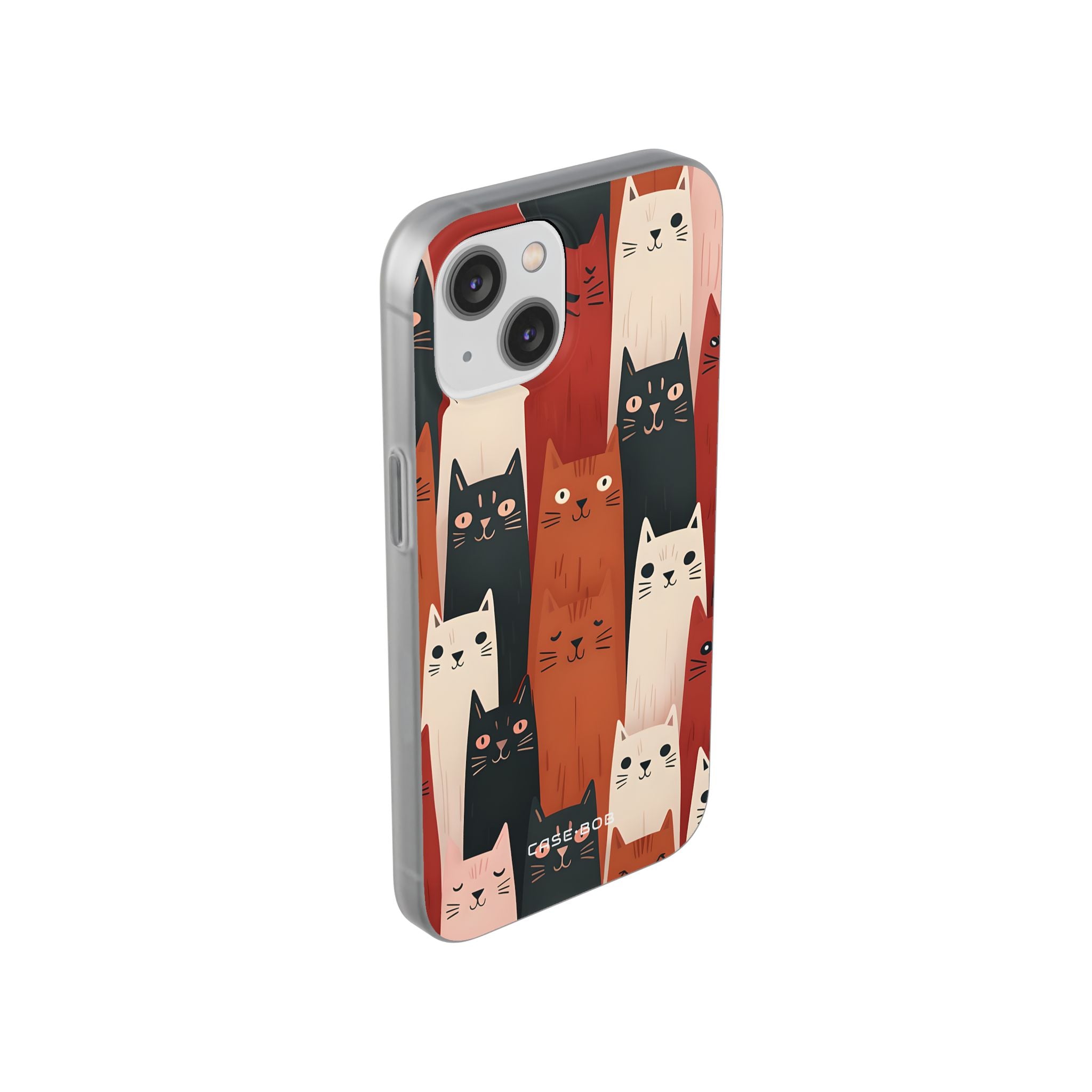 Elongated Cats Black iPhone 14 Case - Soft