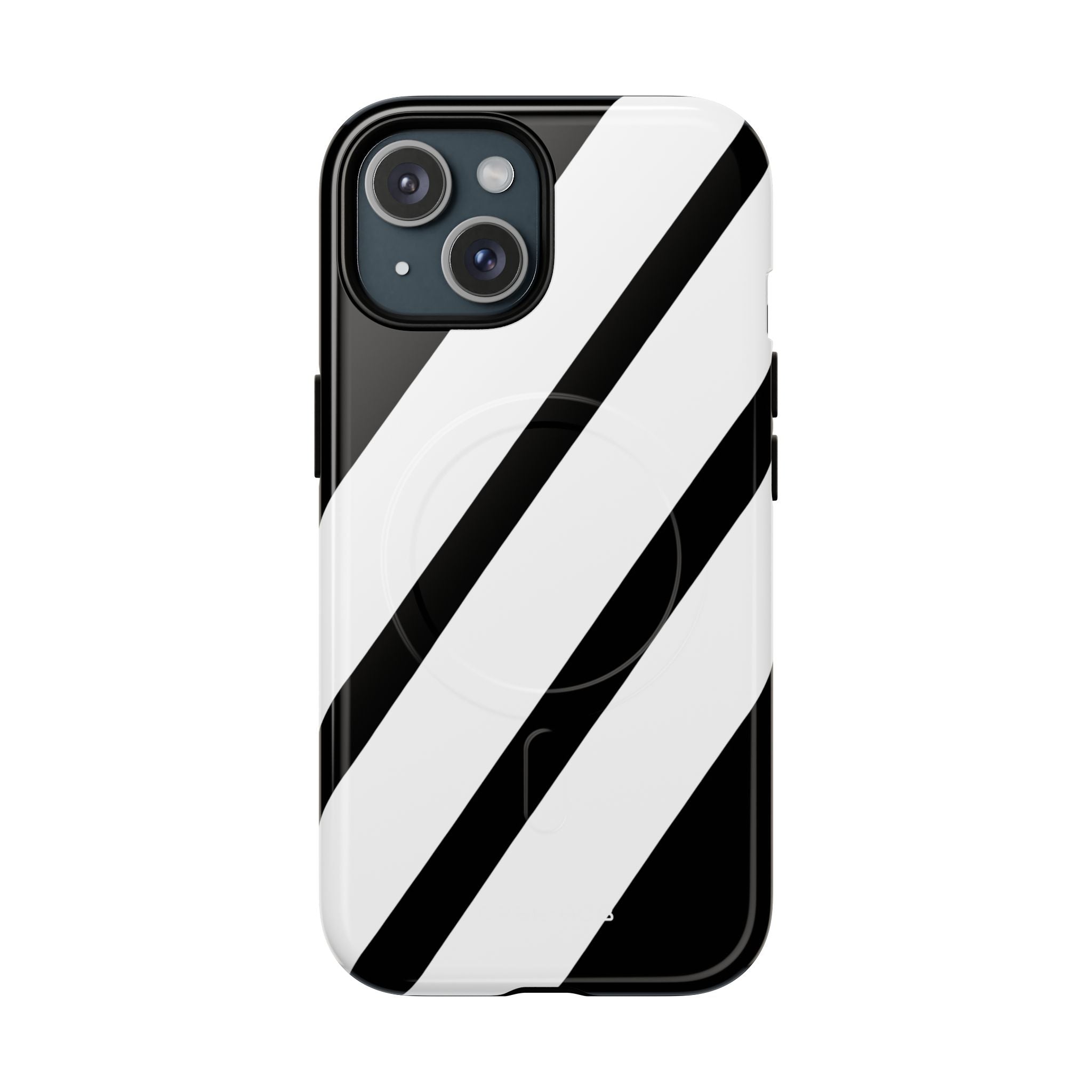 Diagonal Bands Noir iPhone 15 Case - Tough+
