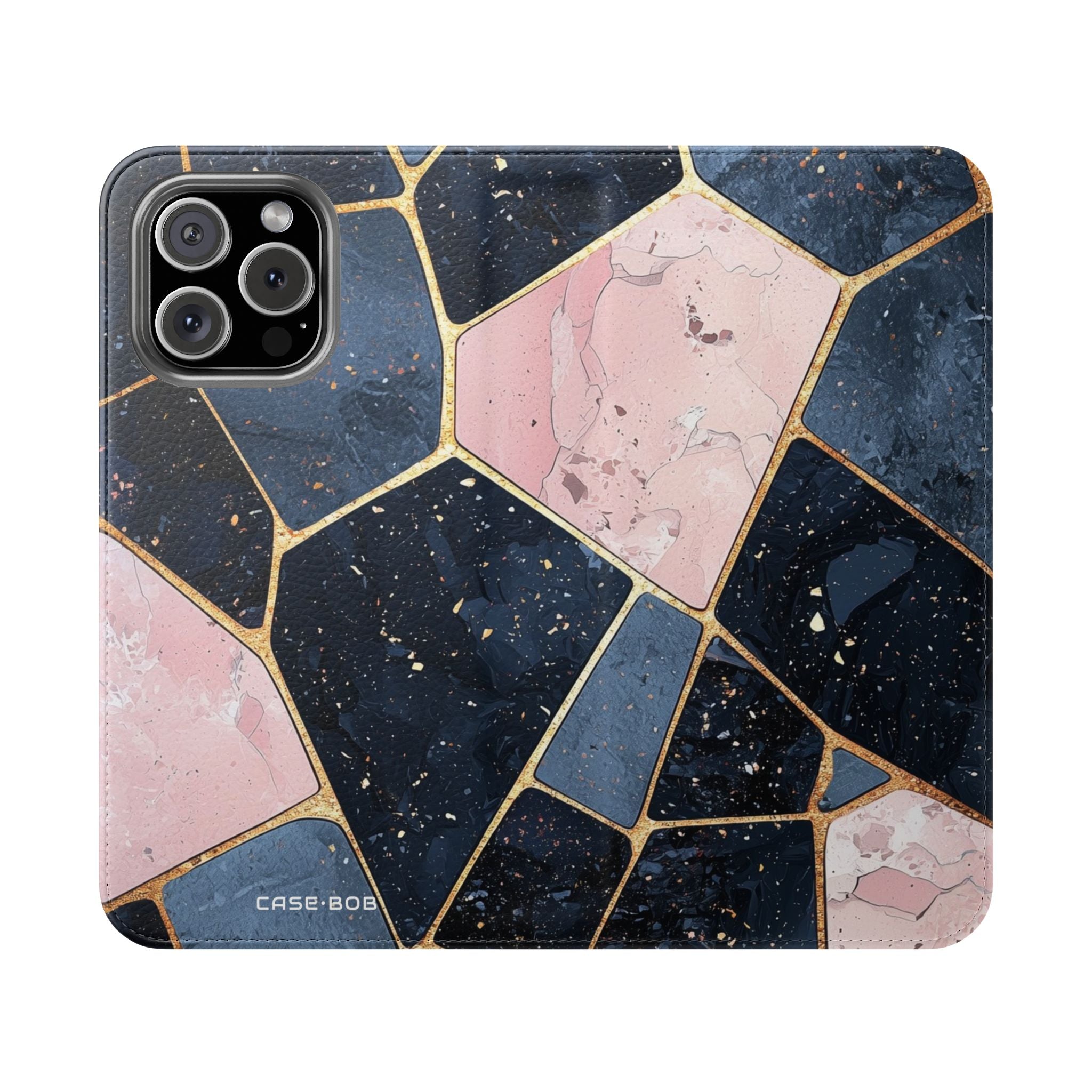 Golden Mosaic Navy - iPhone 16 Max Case - Wallet