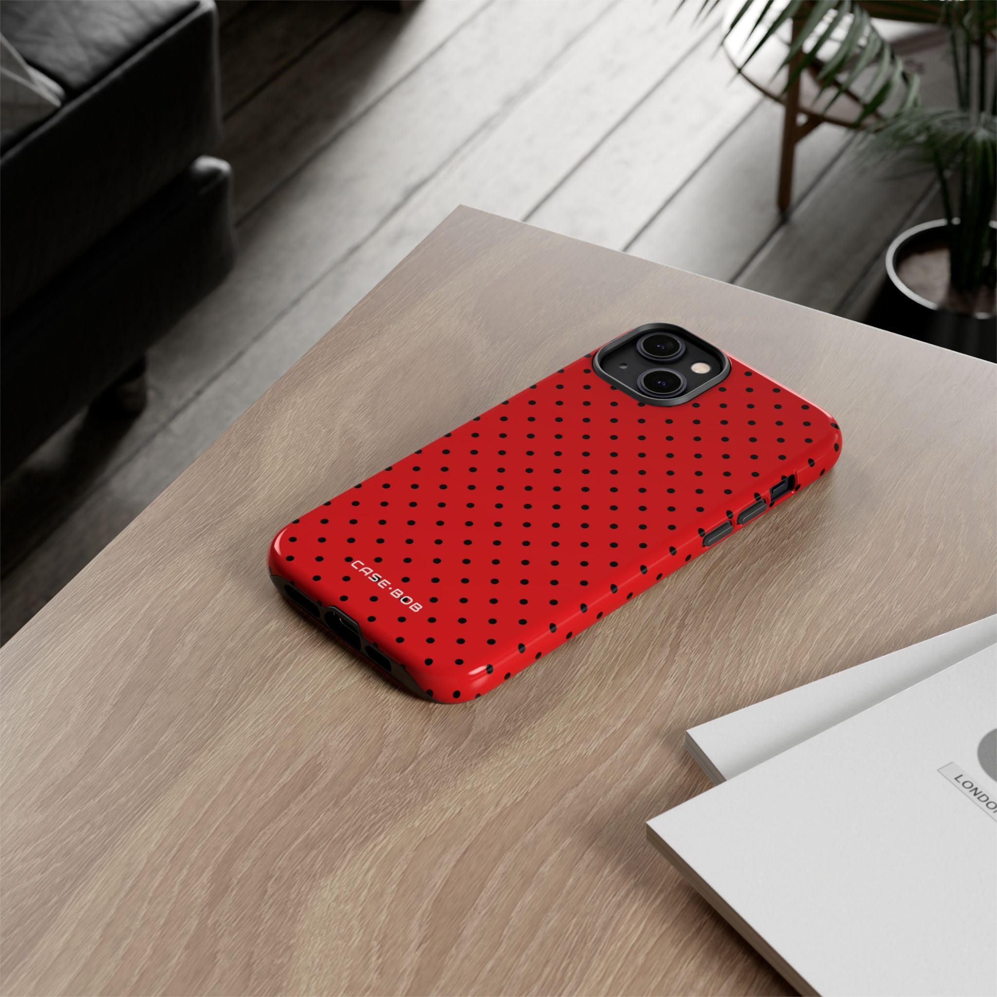 Crimson Dot Matrix iPhone 14 Plus Case - Tough