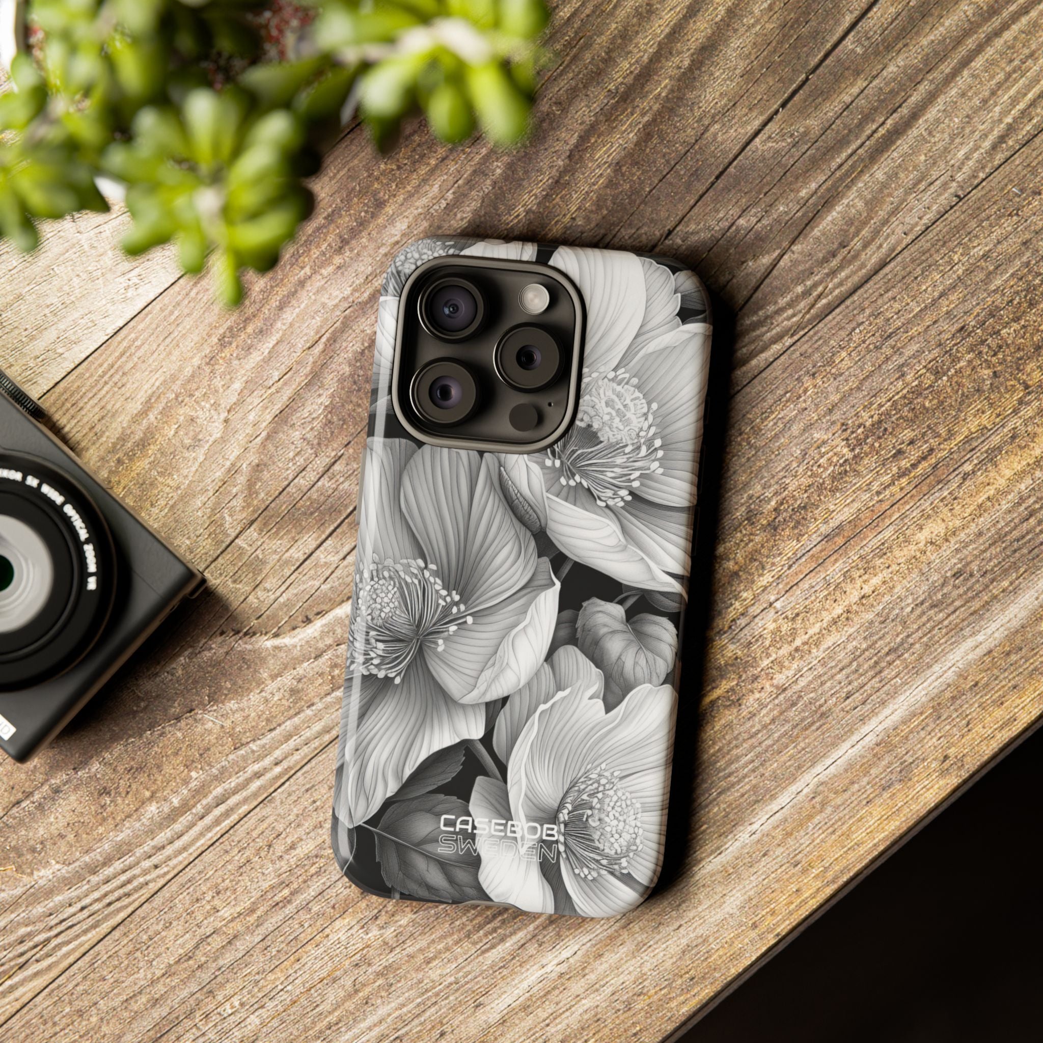 Monochrome Petal Dance iPhone 15 – Robust