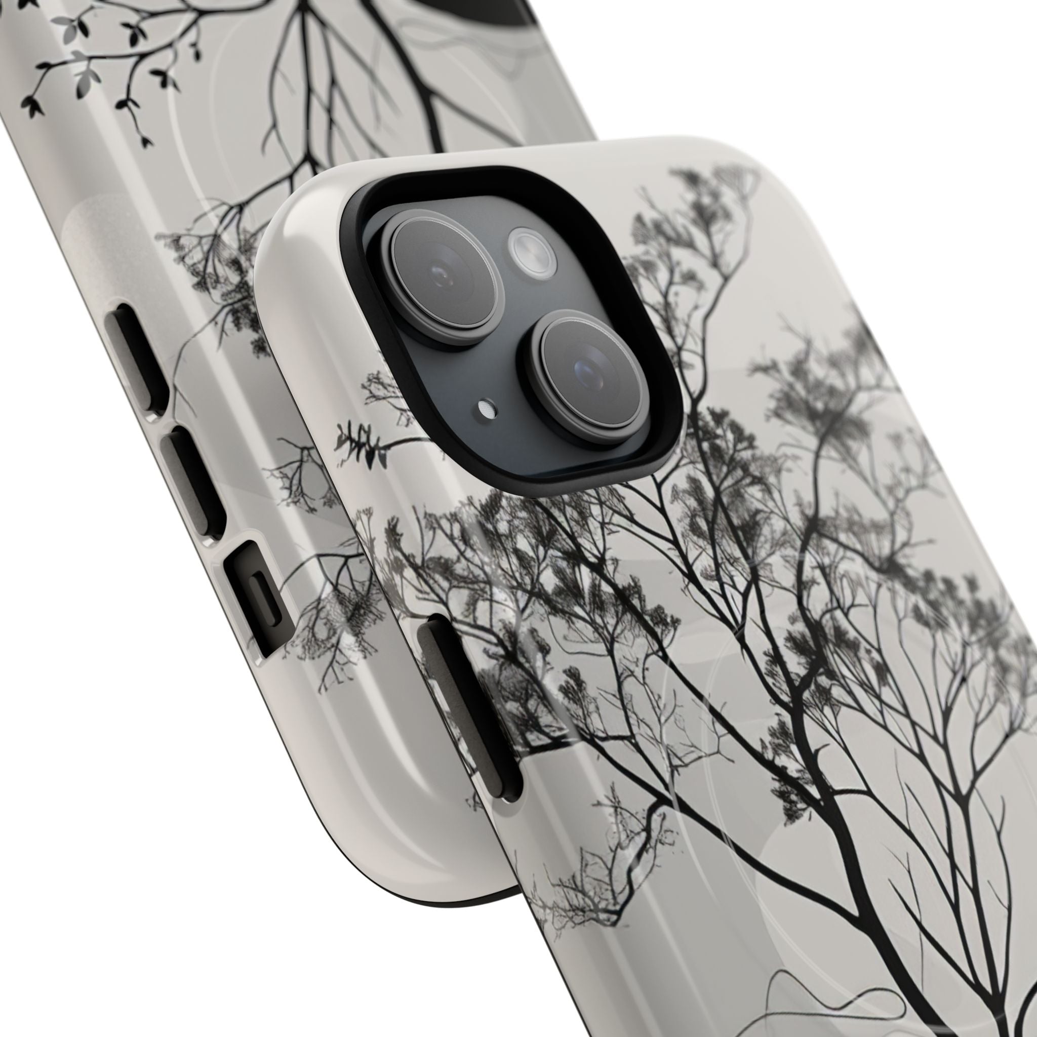 Monochrome Drip Tree iPhone 15 - Tough+