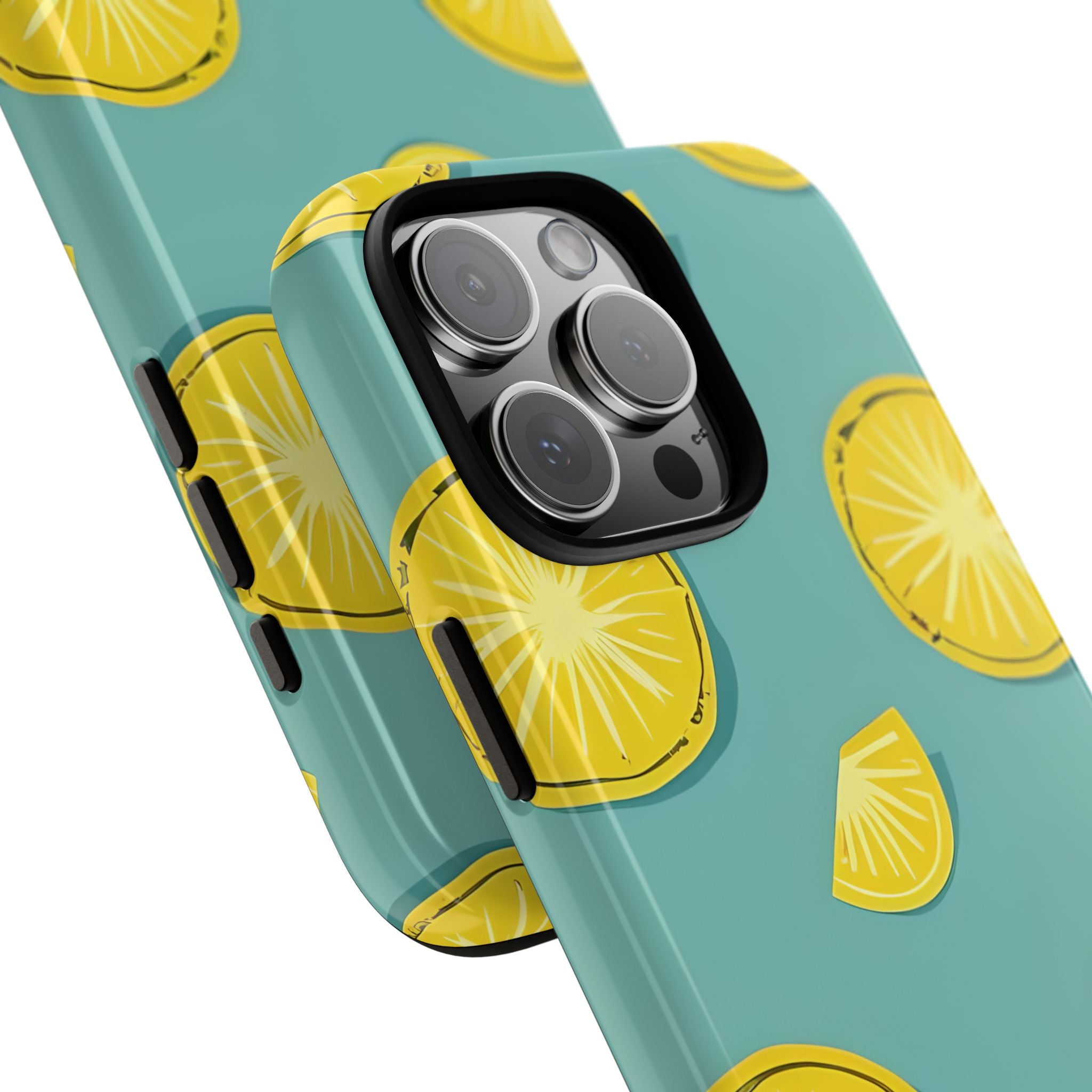 Bright Yellow Pineapple Slice on Teal iPhone 16 - Tough