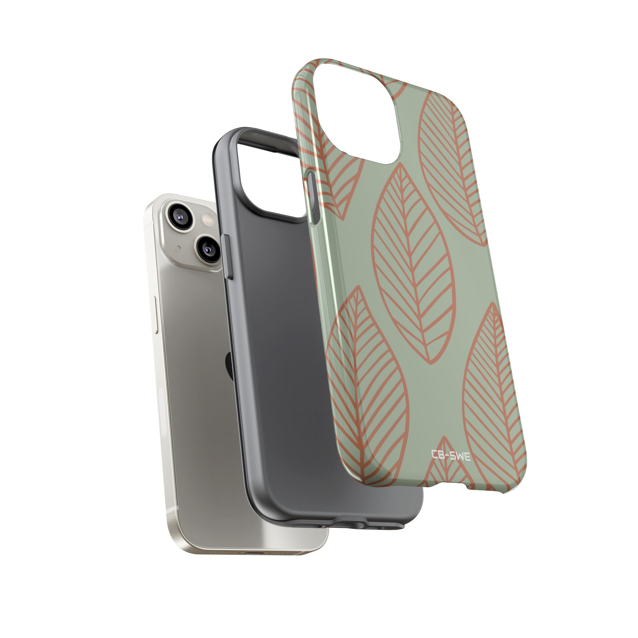 Mint and Orange Leaves - iPhone Case