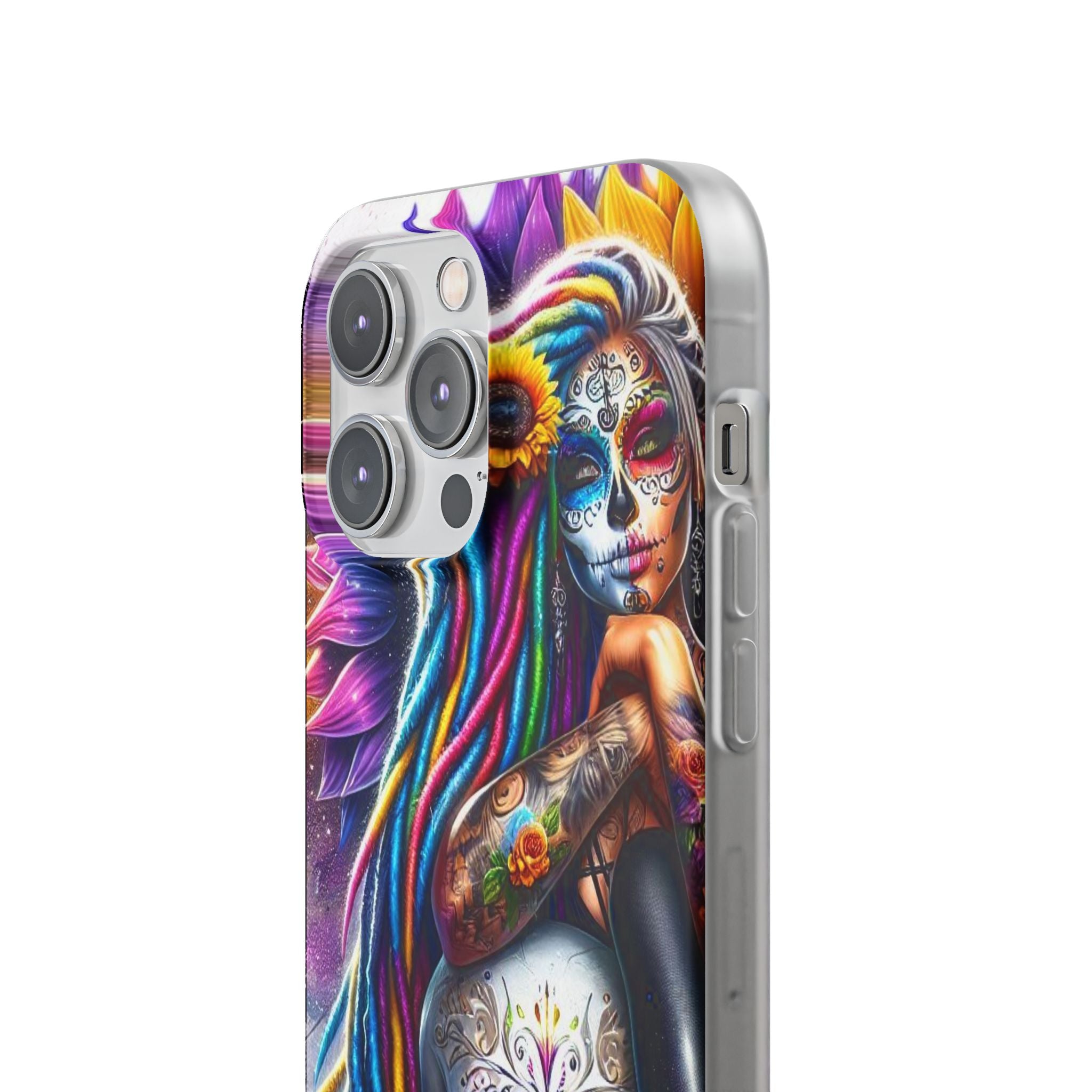 Sunflower Skull Glow iPhone 14 Pro Max Case - Soft