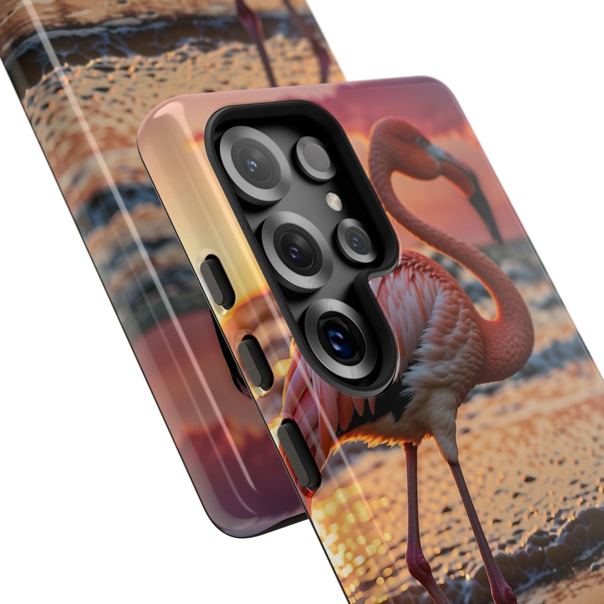 Sunset Flamingo Stand - Samsung Case