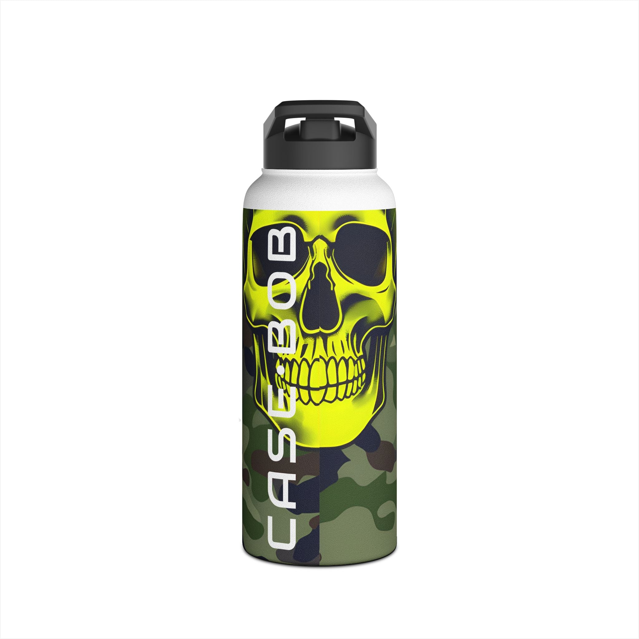 Neon Skull Camo - Ruostumattomasta teräksestä valmistettu vesipullo