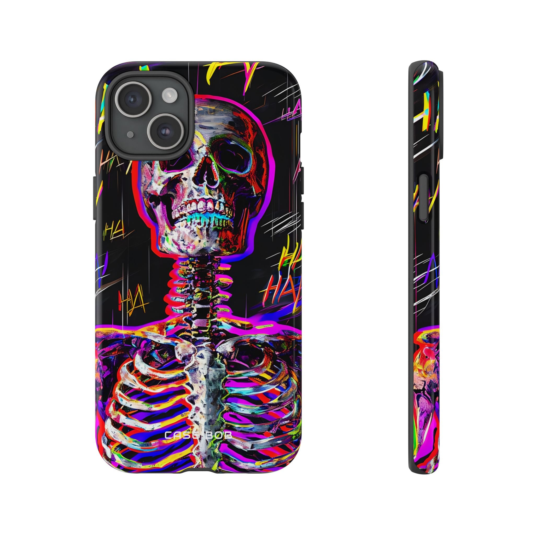 Neon Skeleton Laugh iPhone 15 Plus Case - Tough