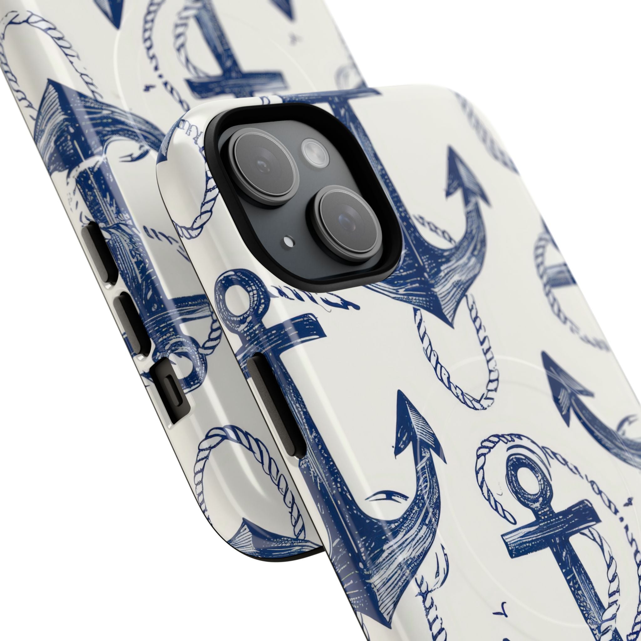 Navy Anchor Loop iPhone 15 Plus Case - Tough+
