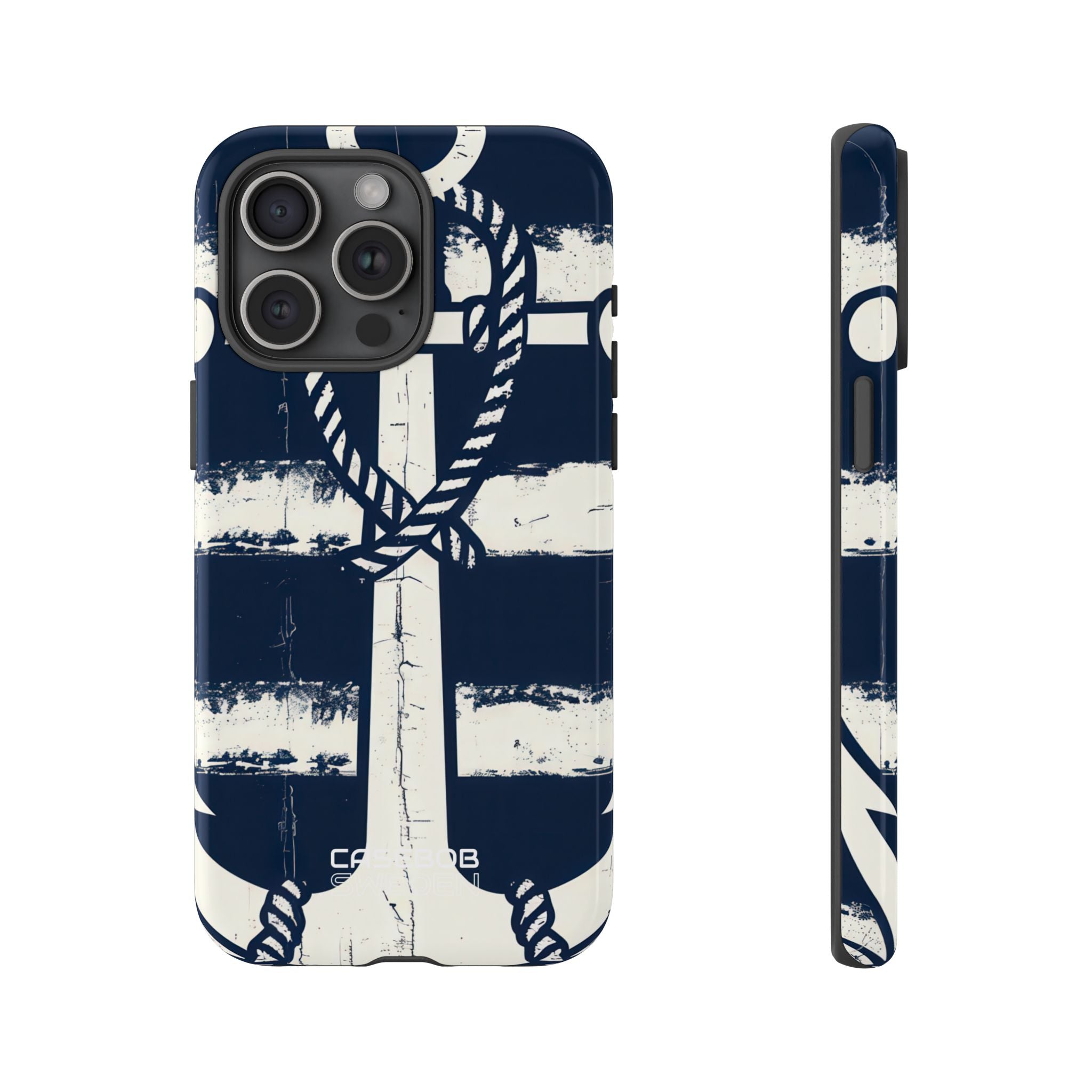 Strisce con ancora blu navy iPhone 15 - Tough