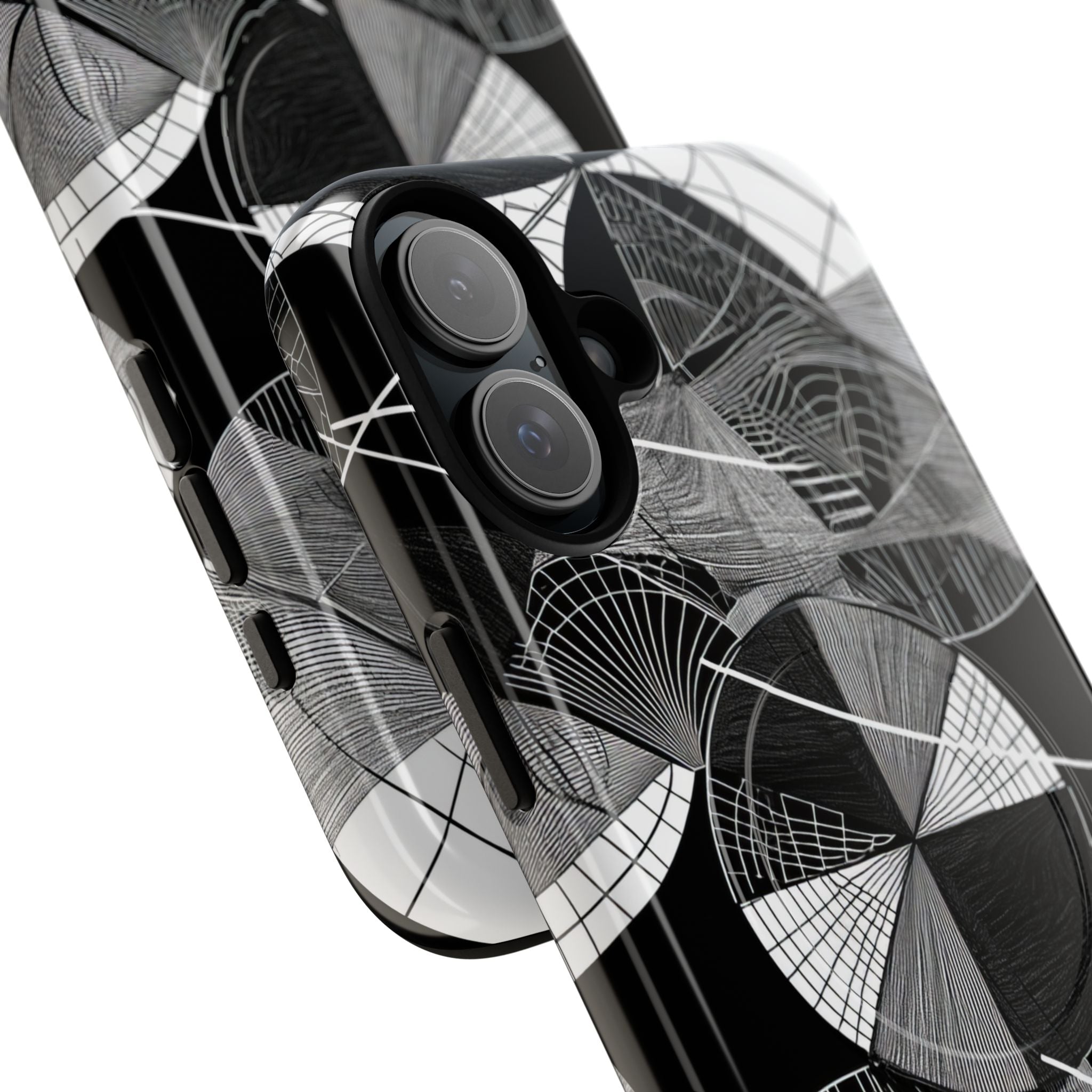 Monochrome Circle Maze iPhone 16 - Tough+