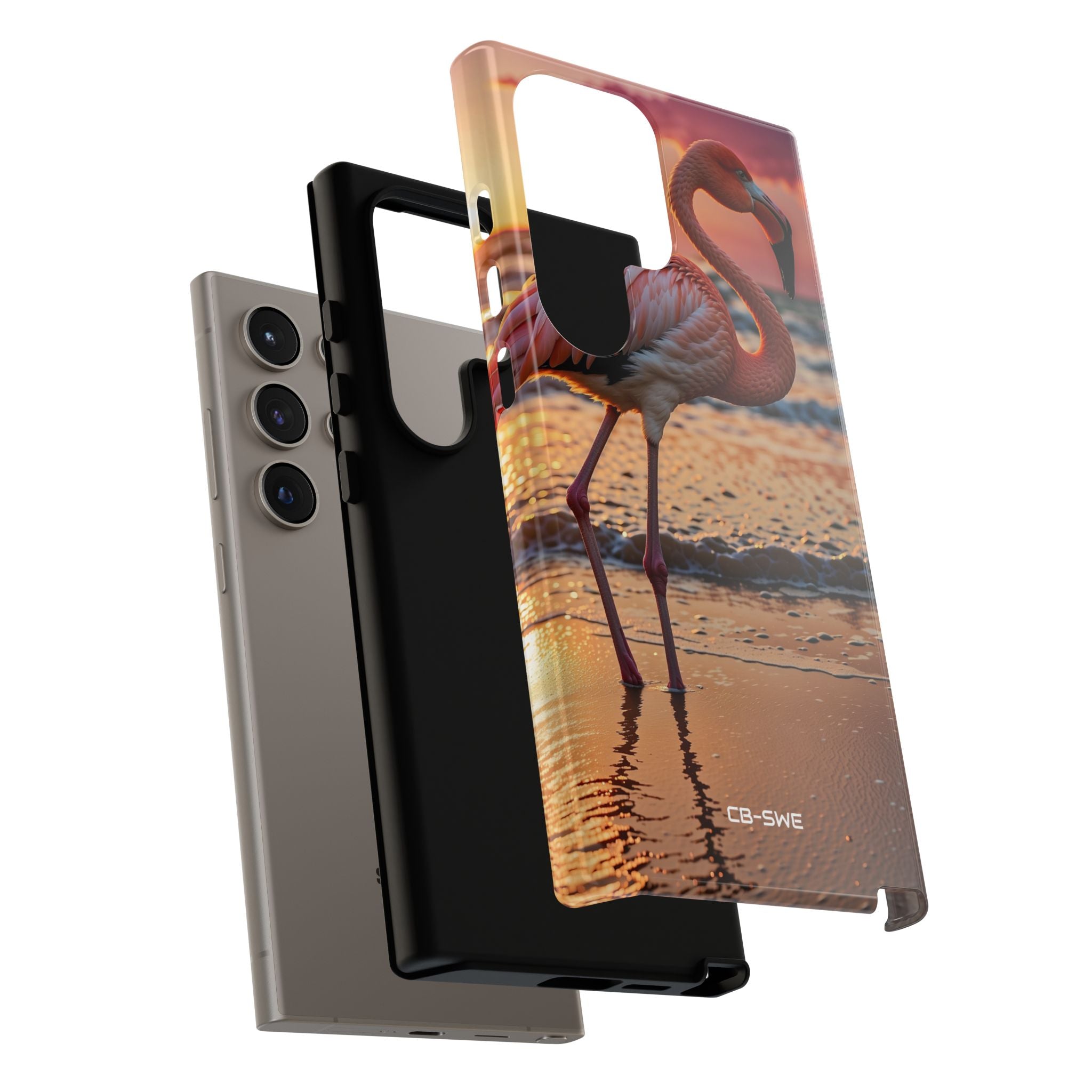 Sunset Flamingo Stand - Samsung Case