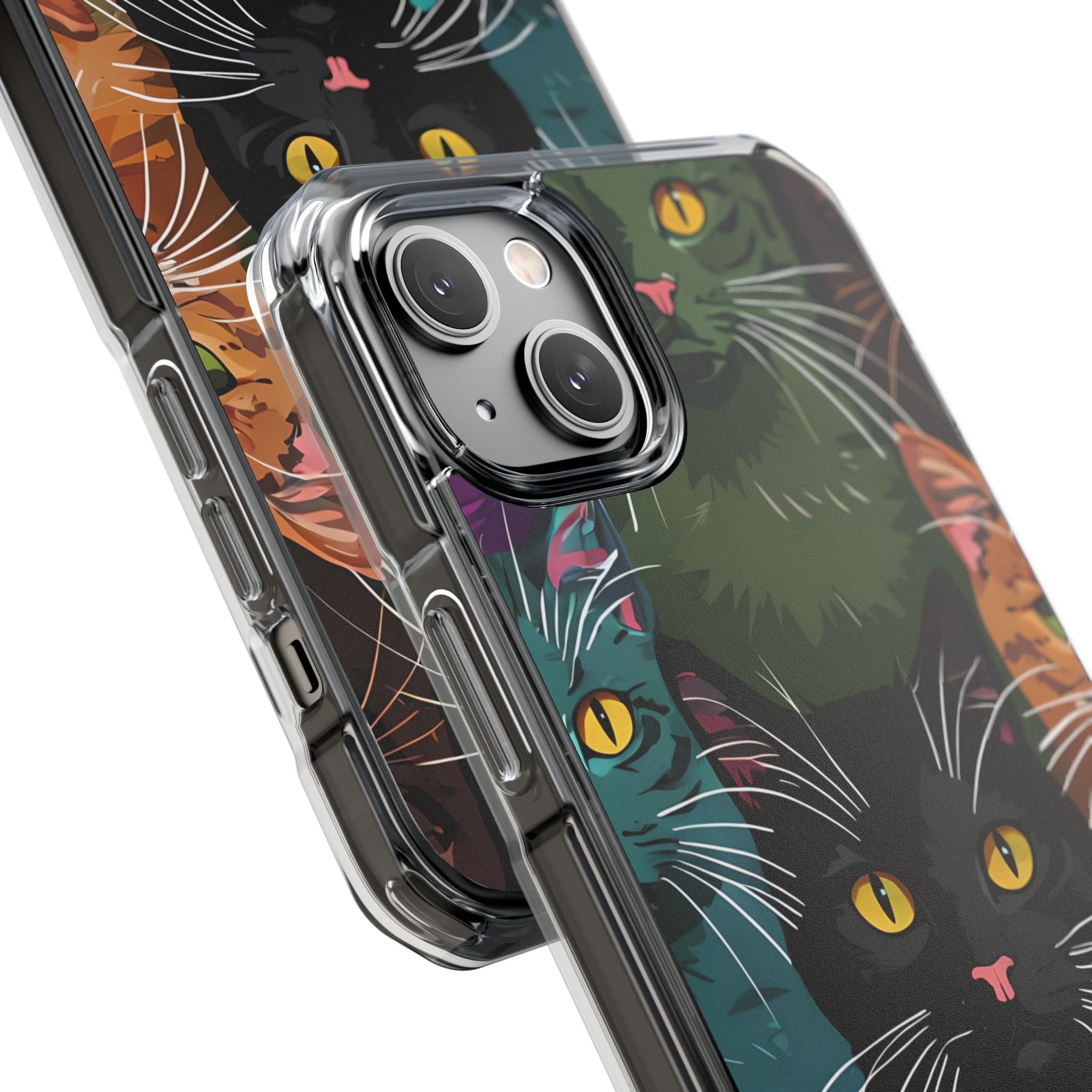 Teal Cat Grid iPhone 14 Plus Case - Impact