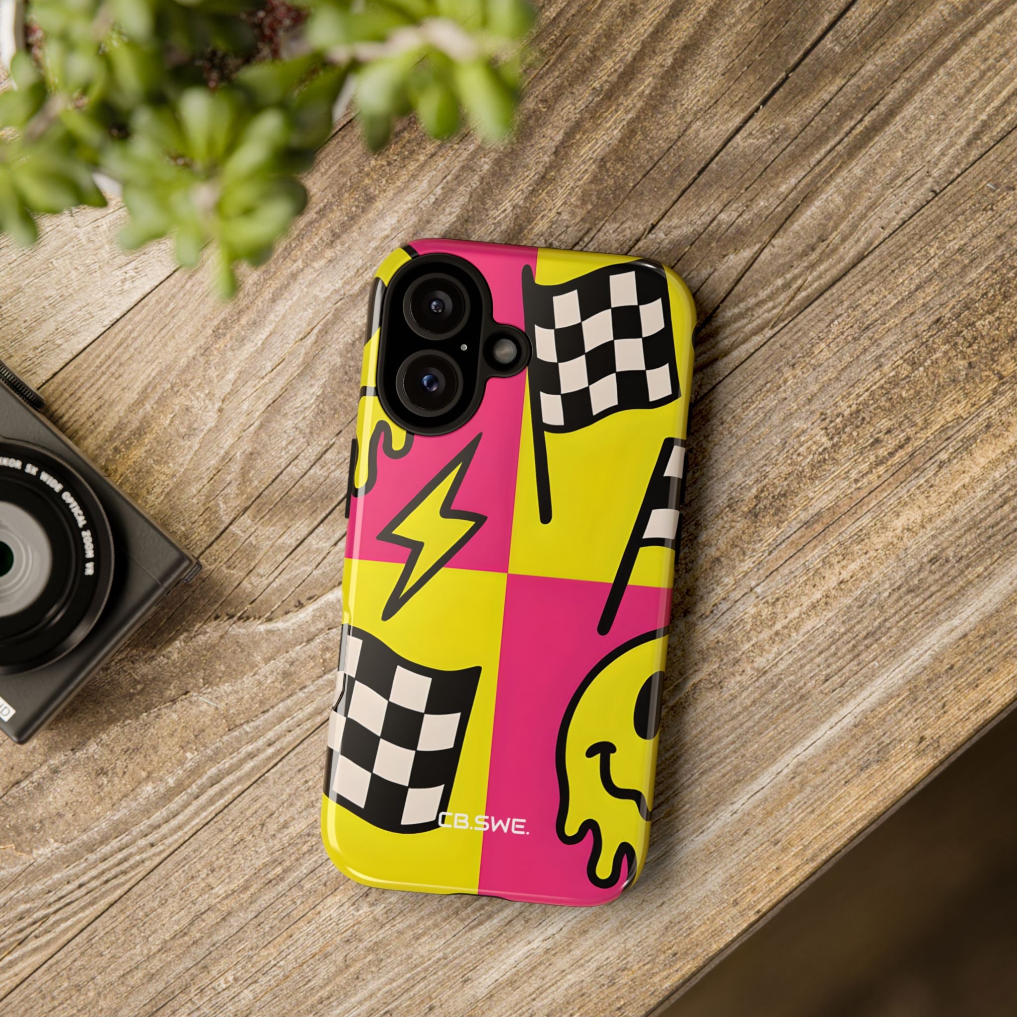 Vibrant Pop Art Smiling Faces and Lightning iPhone 16 - Tough