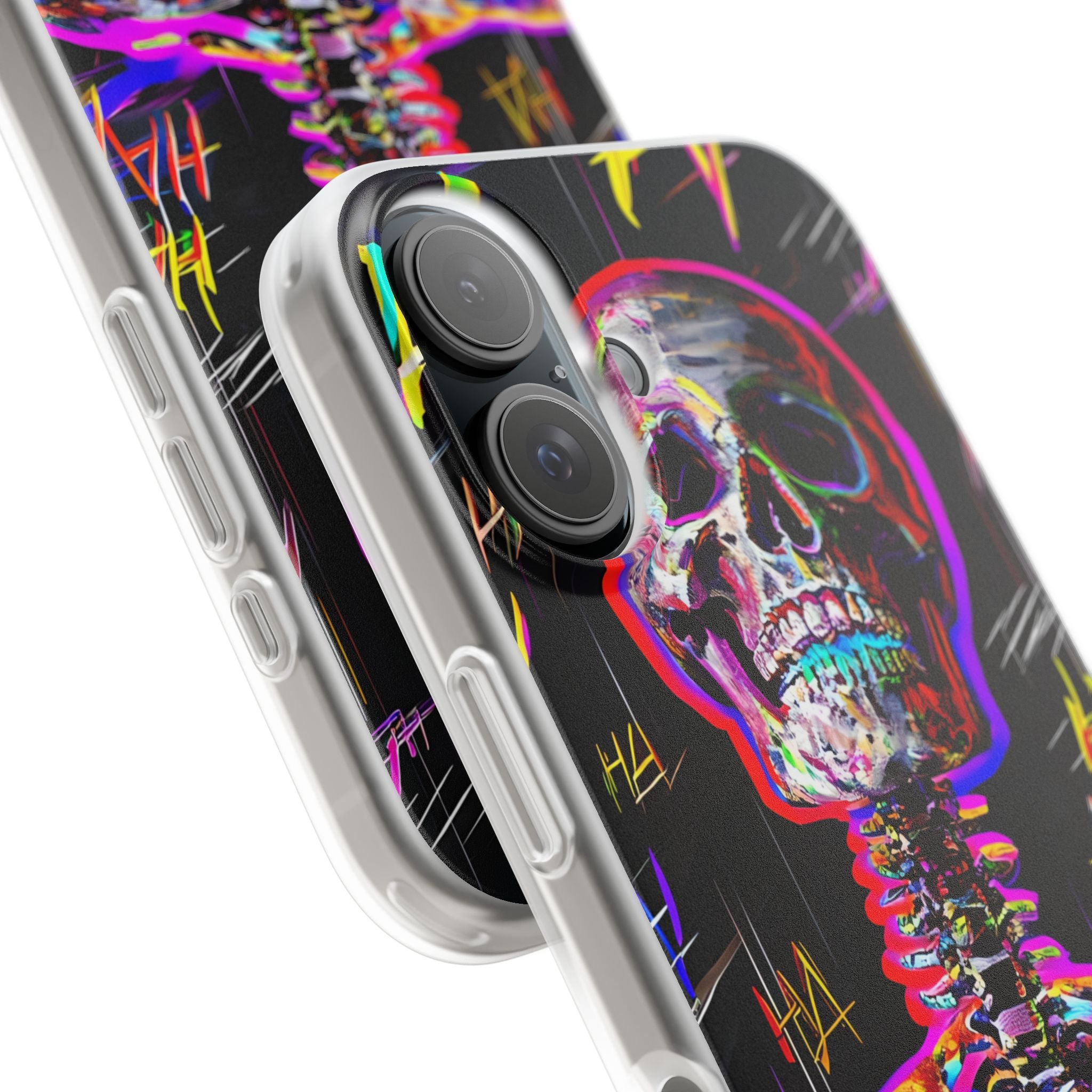 Neon Skeleton Laugh iPhone 16 Case - Soft