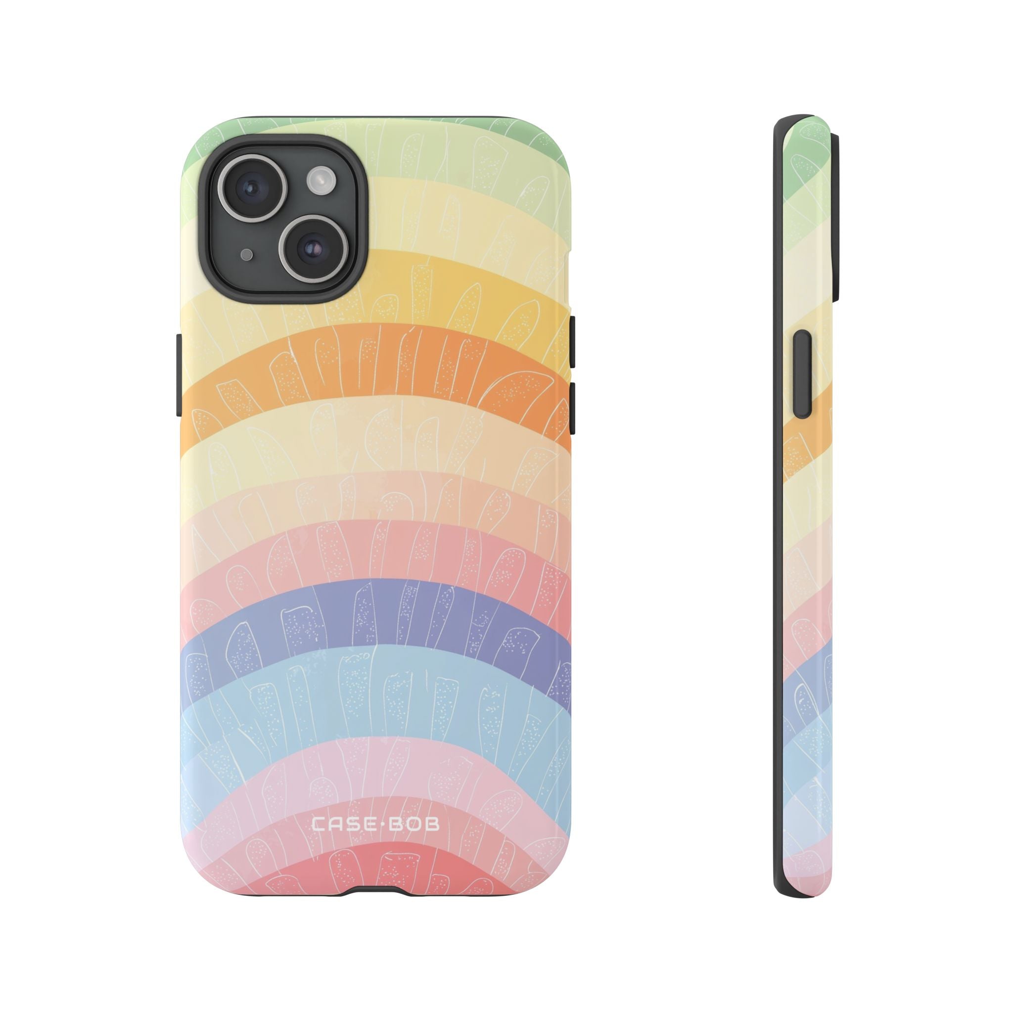 Pastel Rainbow Bands iPhone 15 Plus Case - Tough