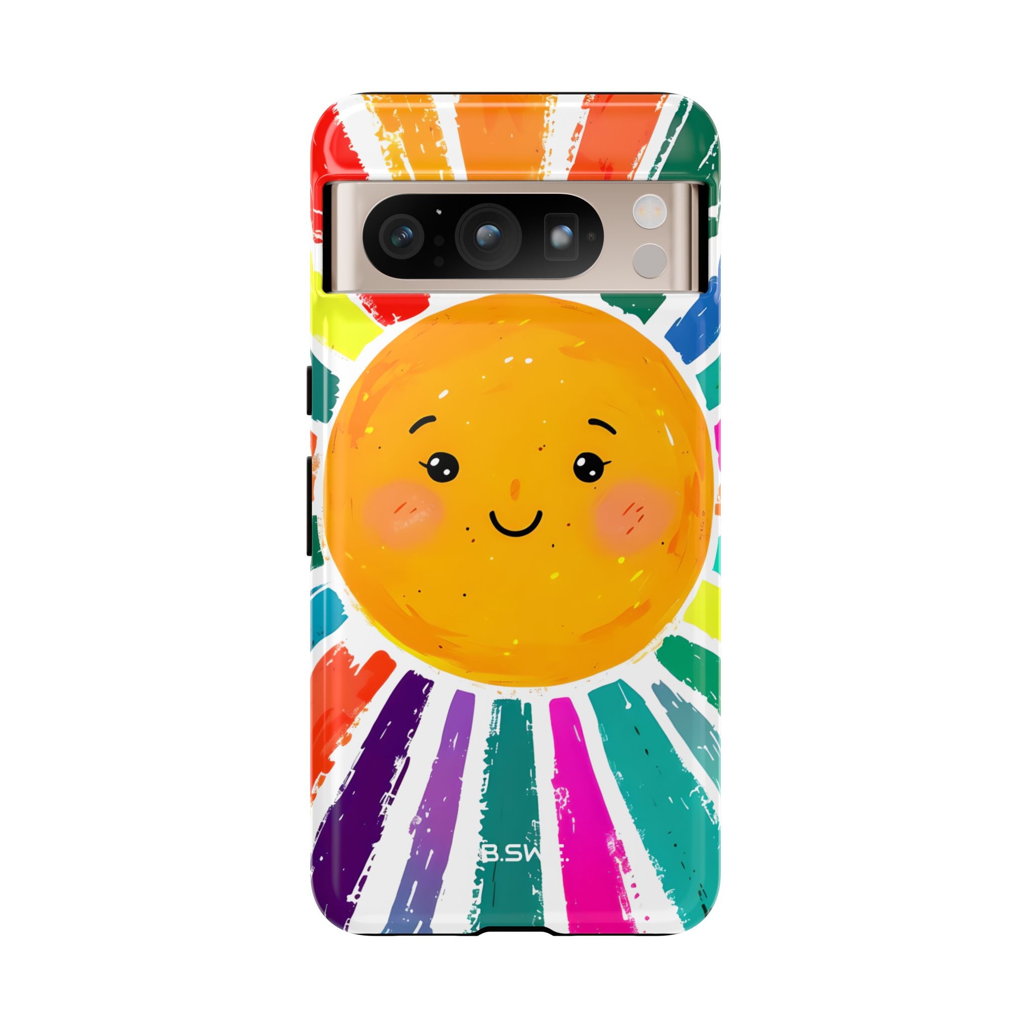 Cheerful Cartoon Sun Colorful Rays Illustration Google Pixel 8 - Tough