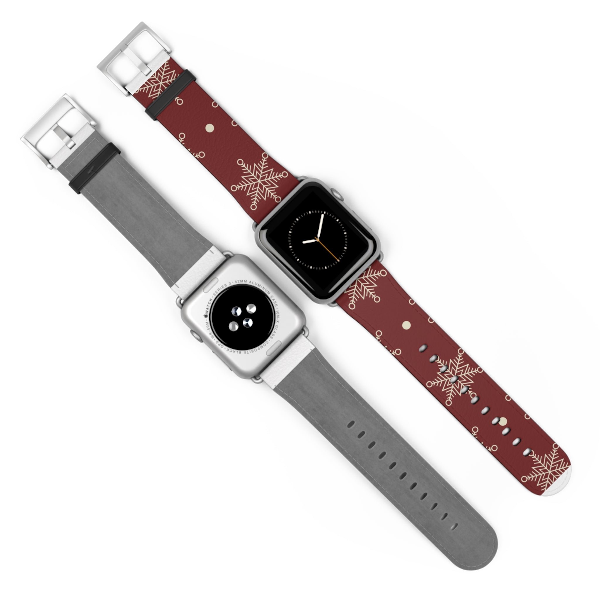 Cream Snowflakes Crimson - Watch Band