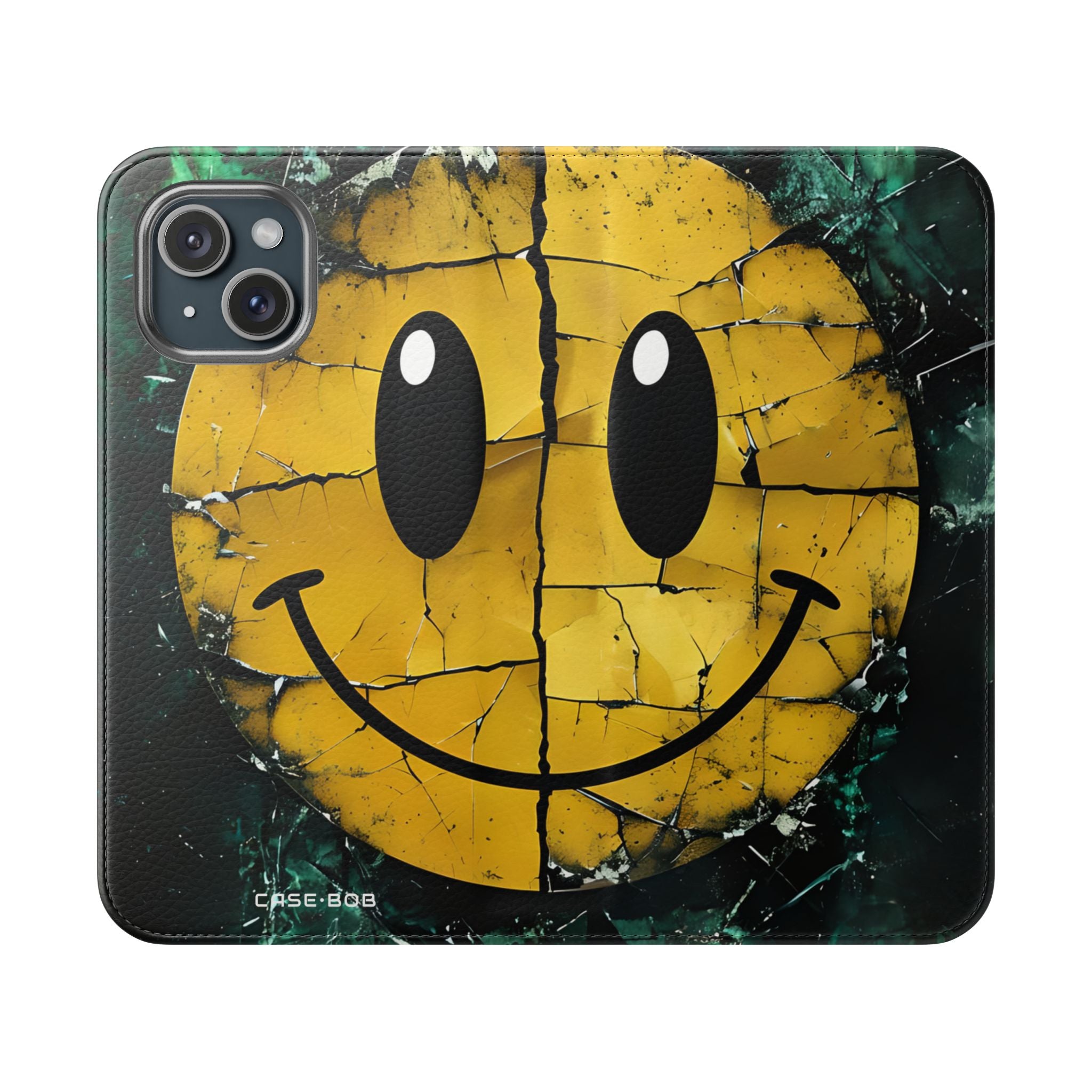 Cracked Smiley - iPhone 15 Case - Wallet