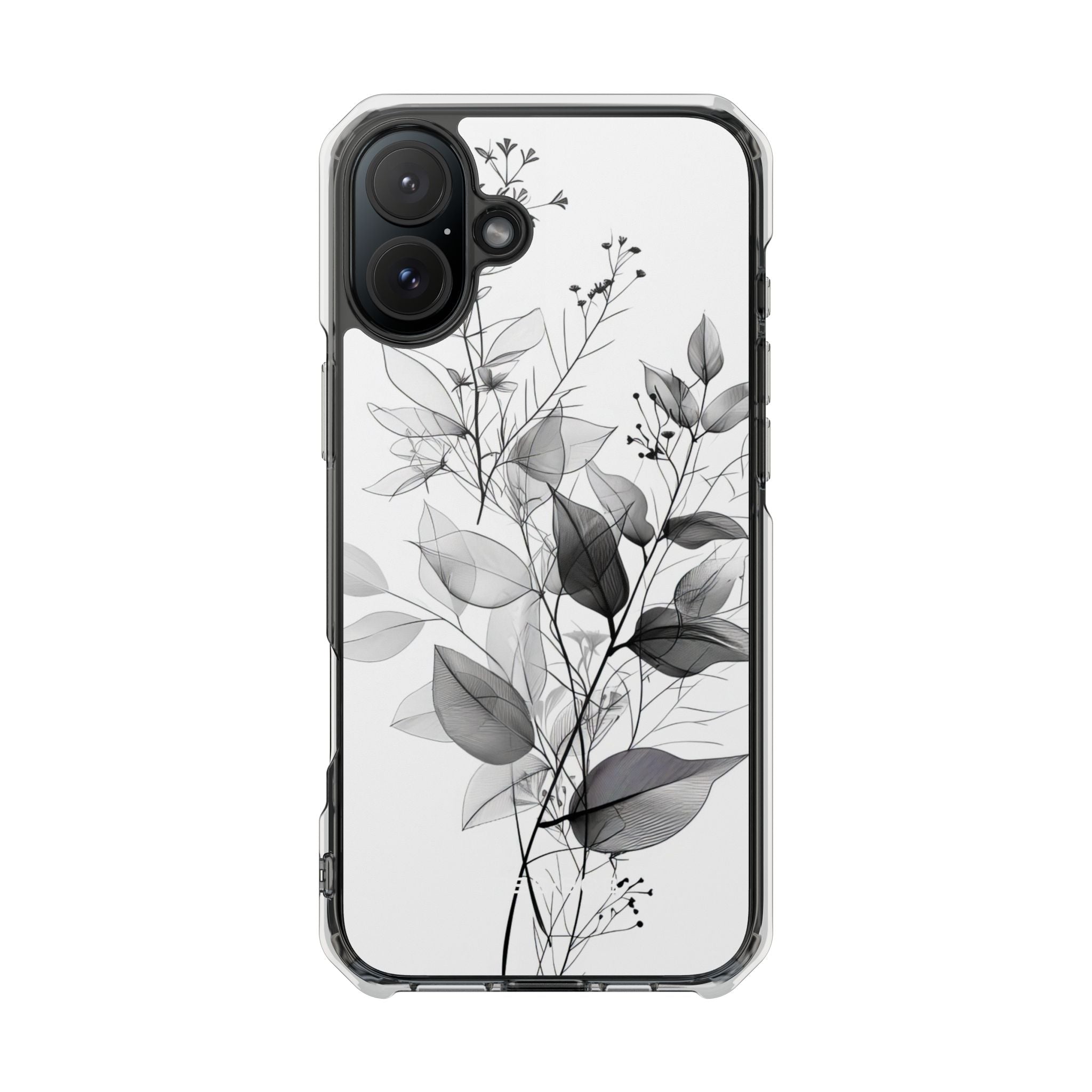 Veined Leaves Gray iPhone 16 Plus Case - Impact