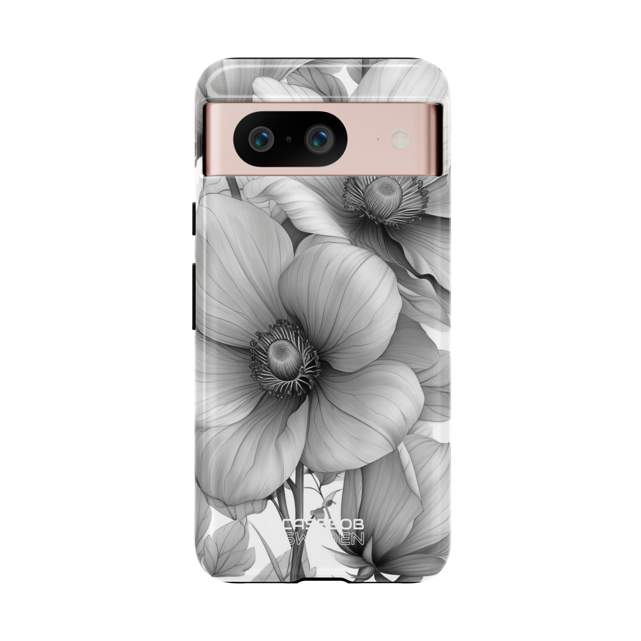 Grayscale Floral Harmony Google Pixel 8 - Tough