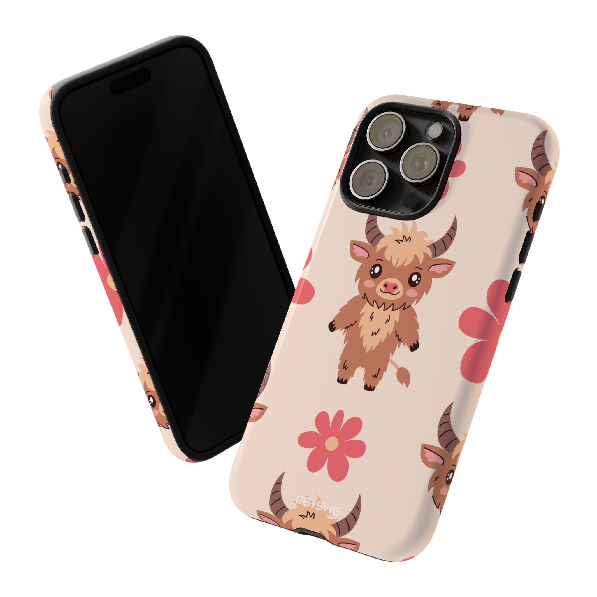 Cute Cattle & Flowers - iPhone Case