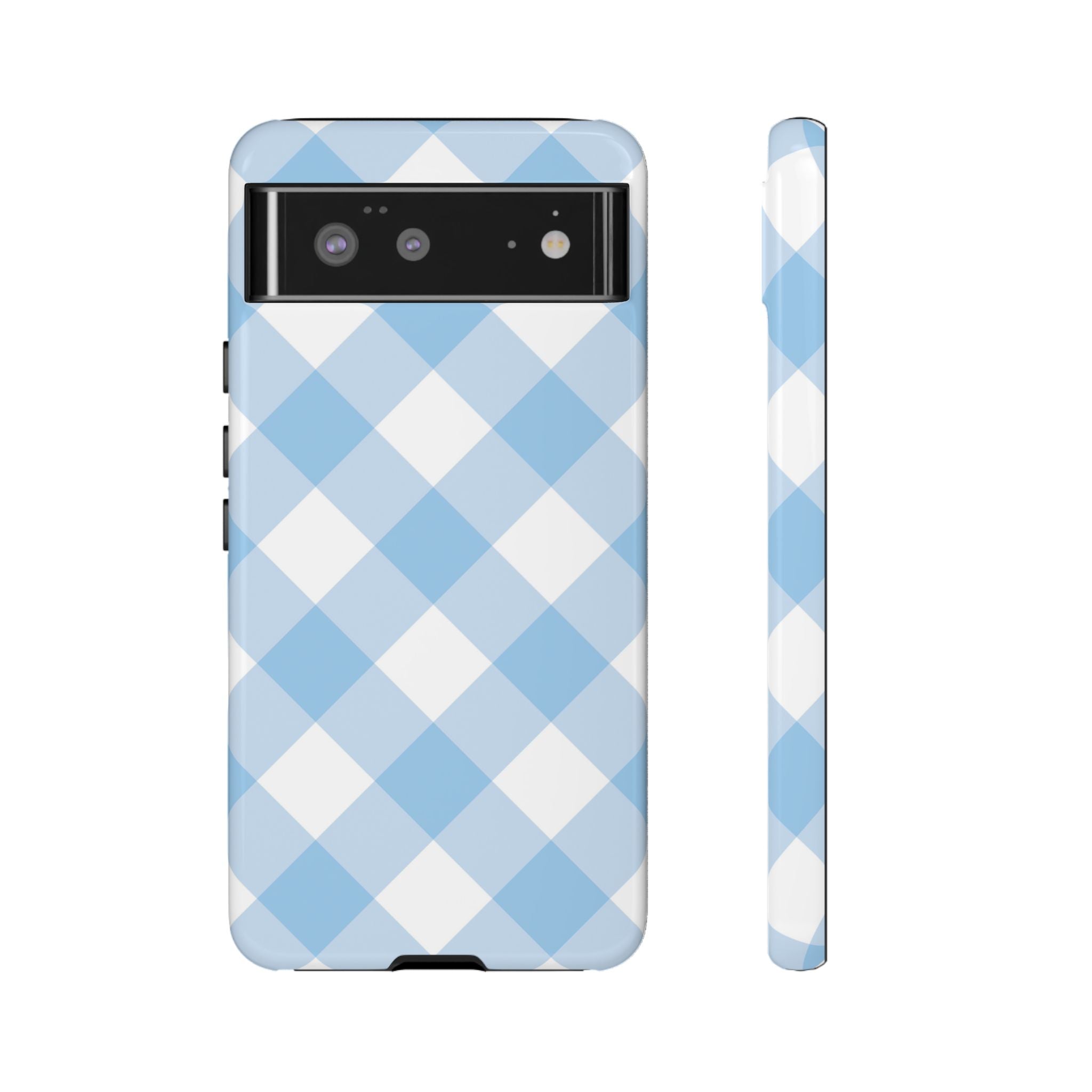 Soft Blue Gingham Elegance - Google Pixel Case