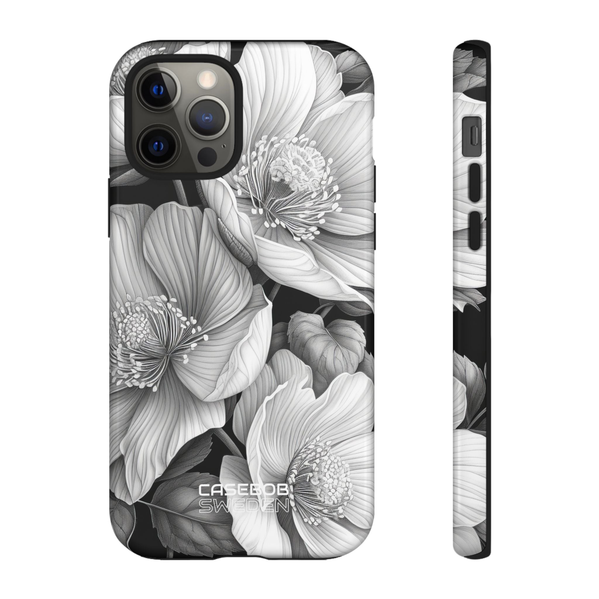 Monochrome Petal Dance iPhone 12 - Tough