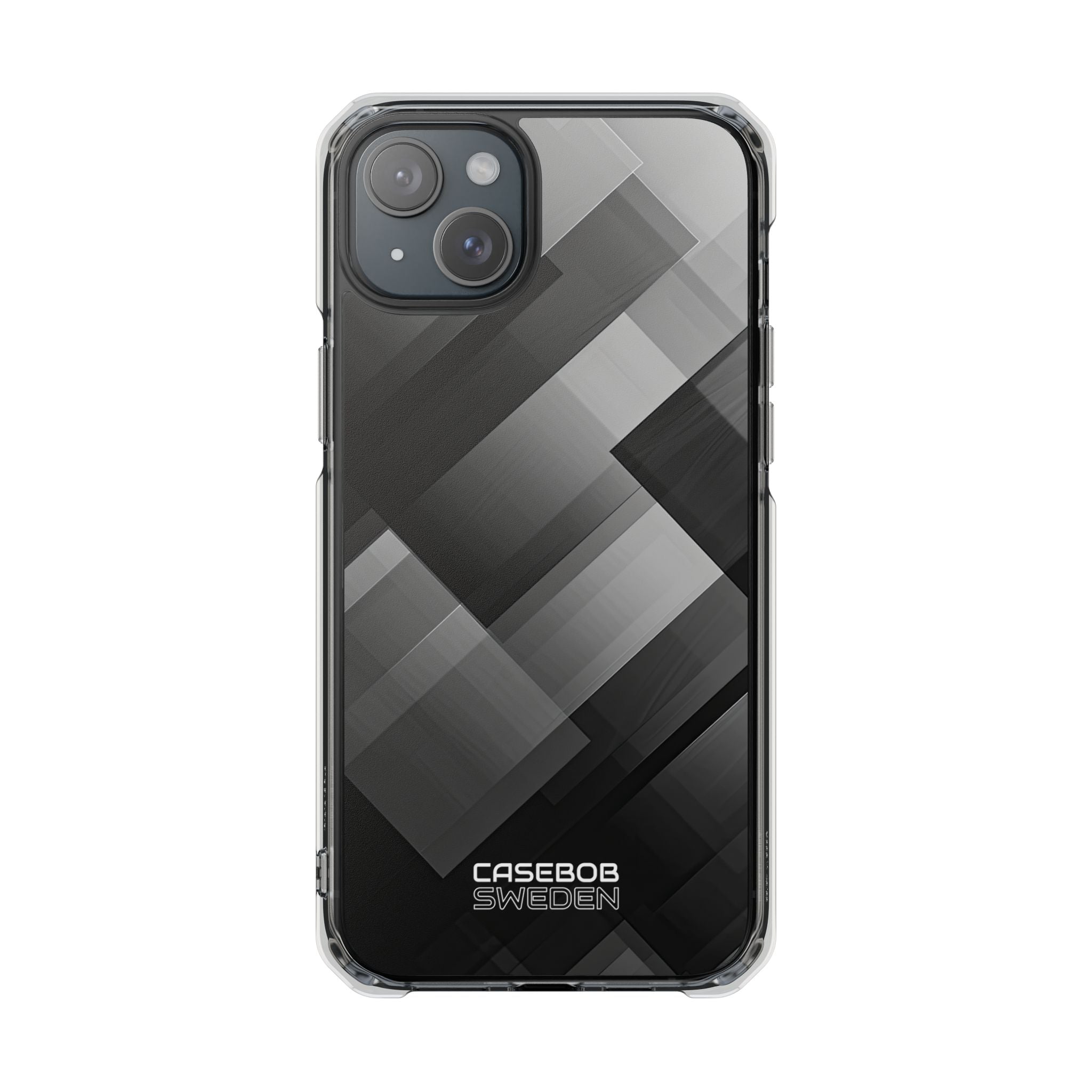 Grayscale Geometric Layers iPhone 15 - Impact Clear+
