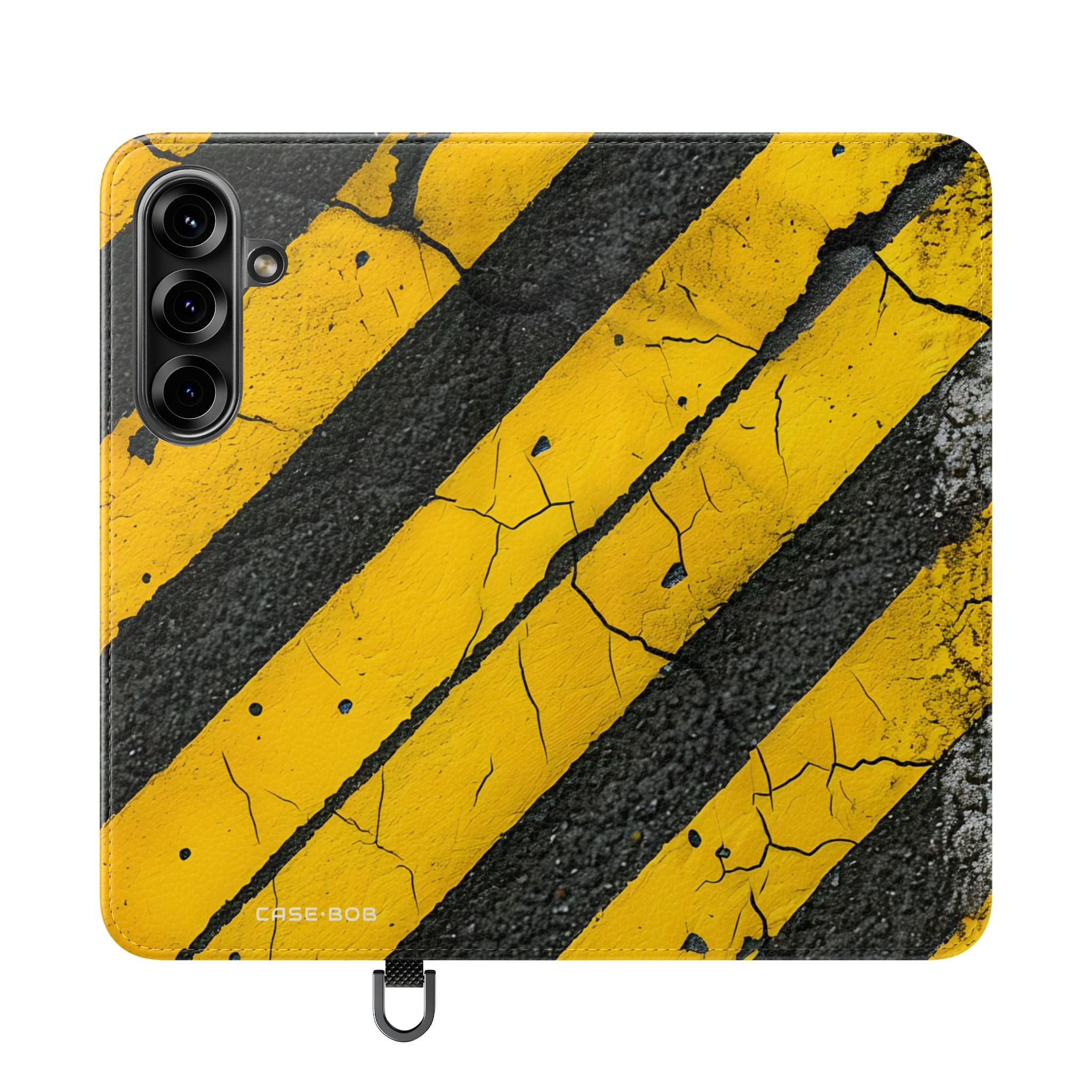 Keltainen raidallinen distress - Samsung S25 Case - Lompakko