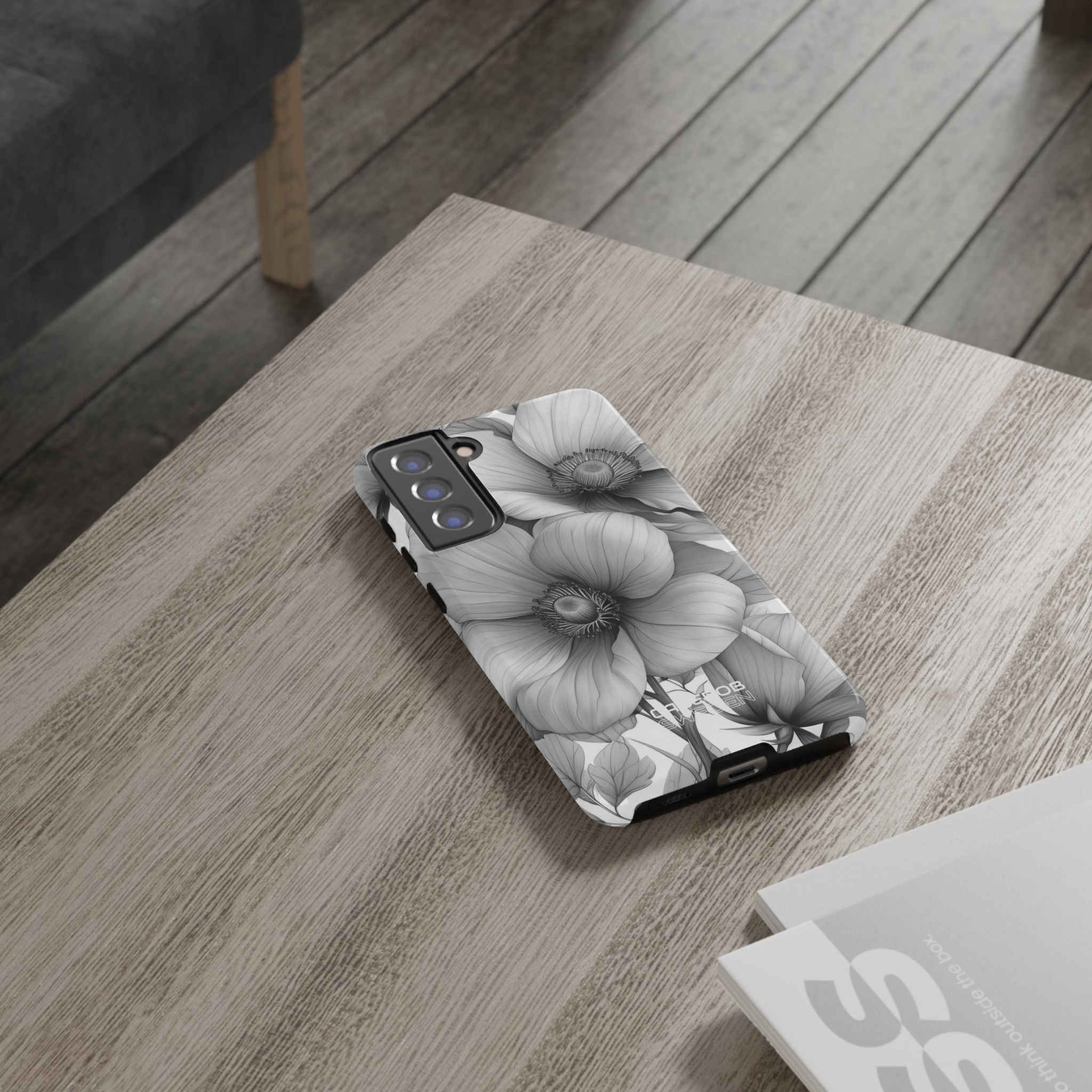 Grayscale Floral Harmony Samsung S21 - Tough
