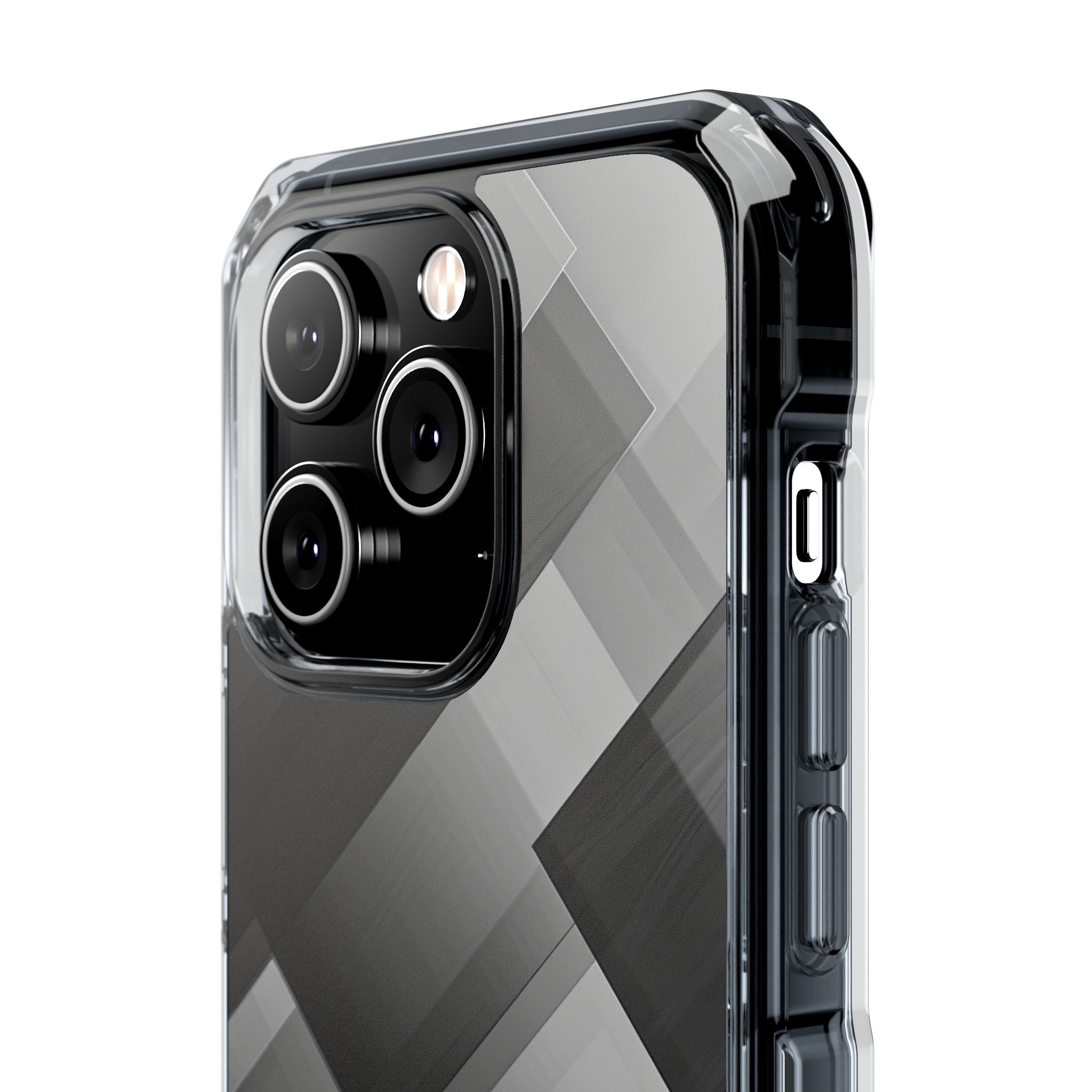 Grayscale Geometric Layers iPhone 14 - Impact Clear+