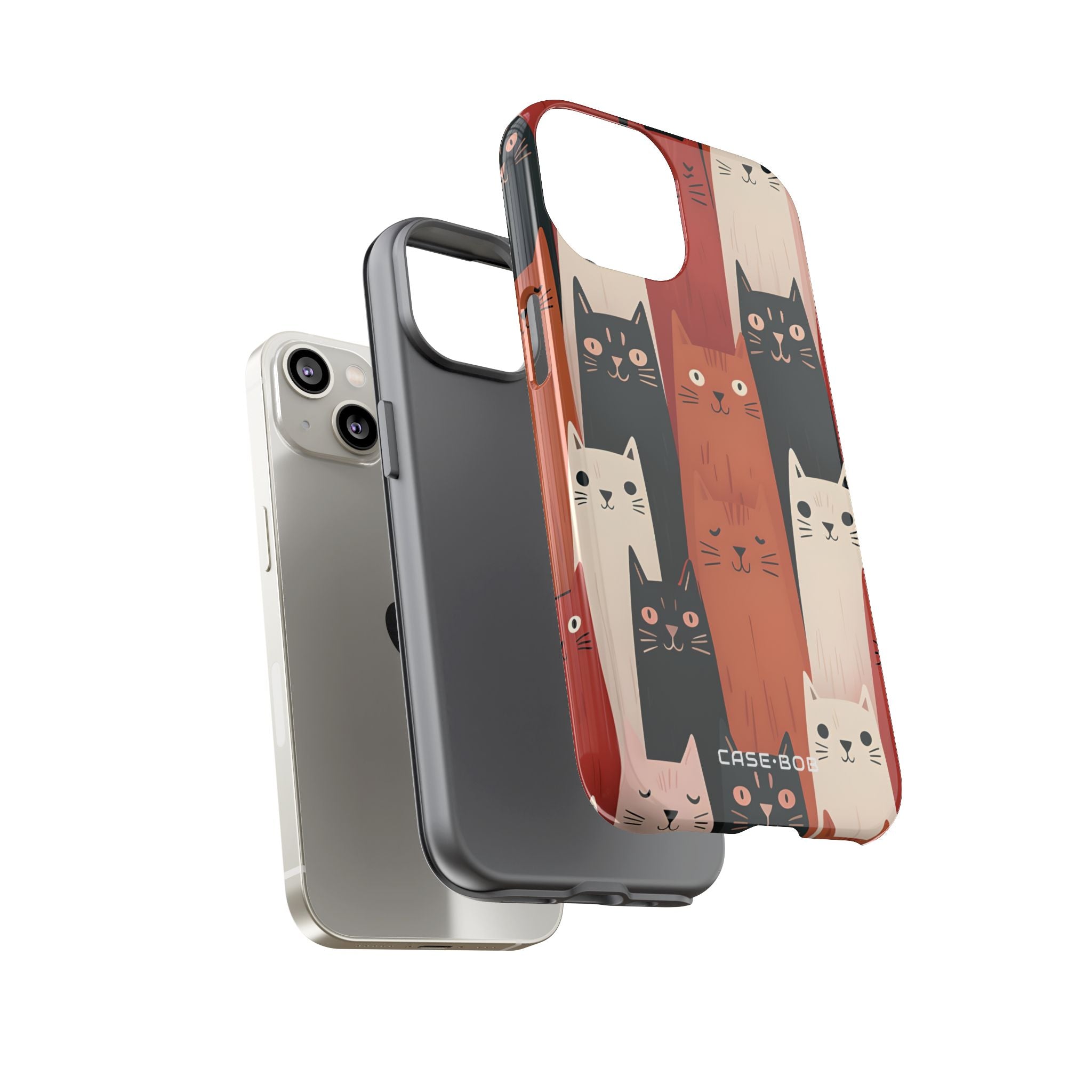 Elongated Cats Black iPhone 14 Case - Tough