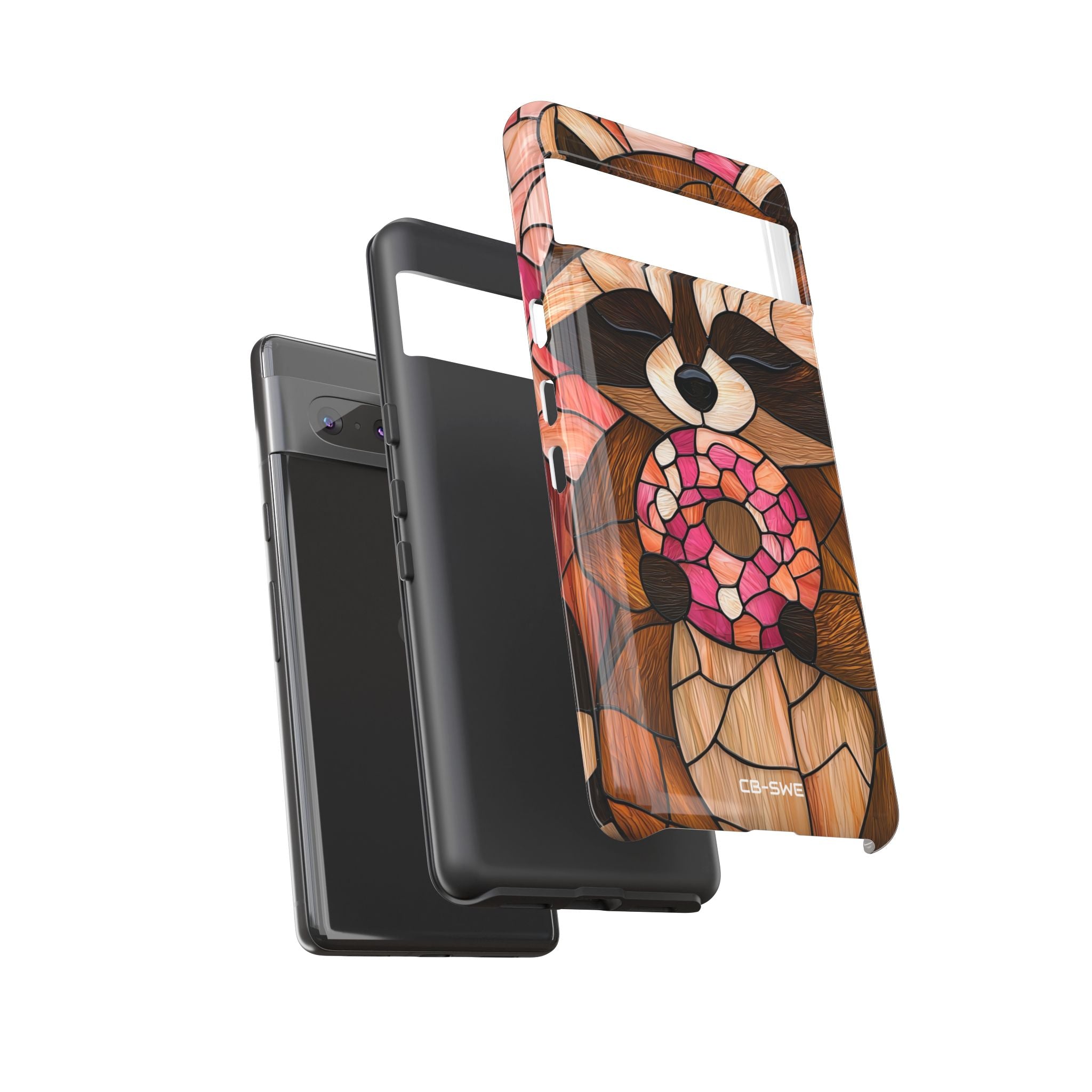 Raccoon Holds Donut - Google Pixel Case