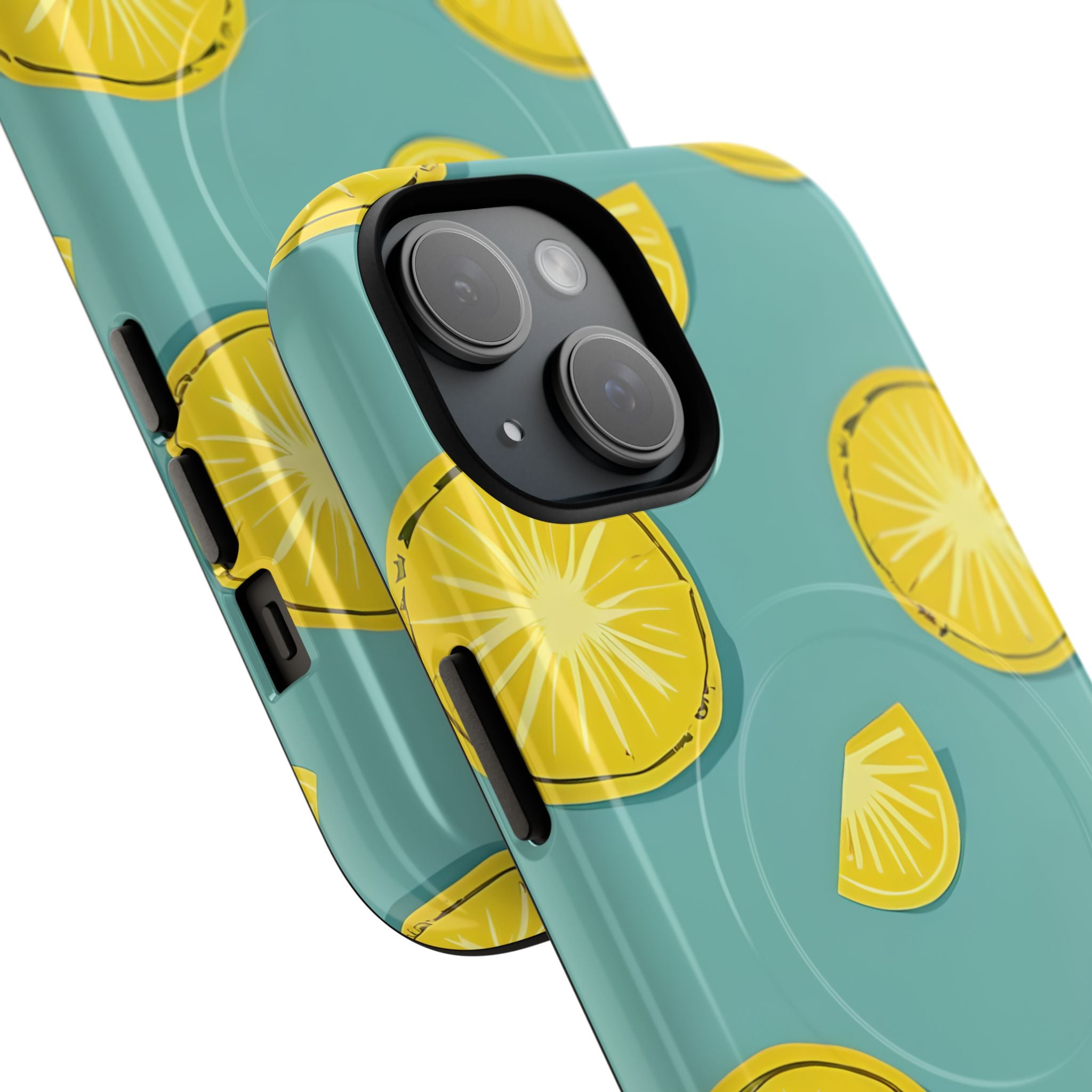 Bright Yellow Pineapple Slice on Teal iPhone 15 - Tough+