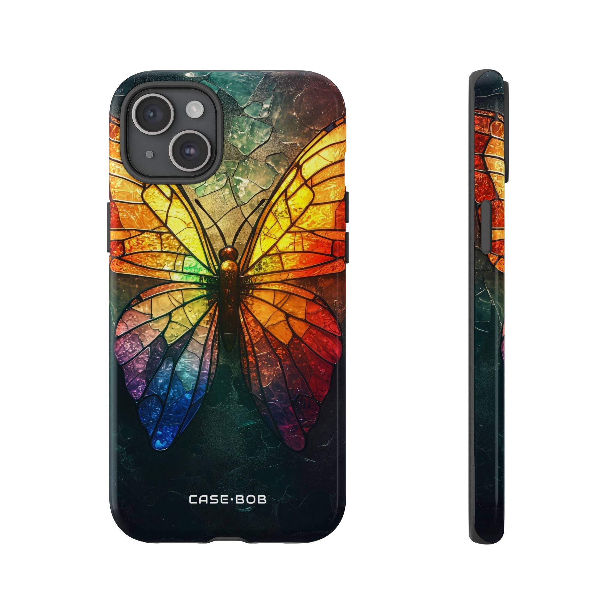 Stained Glass Butterfly iPhone 15 Plus Case - Tough