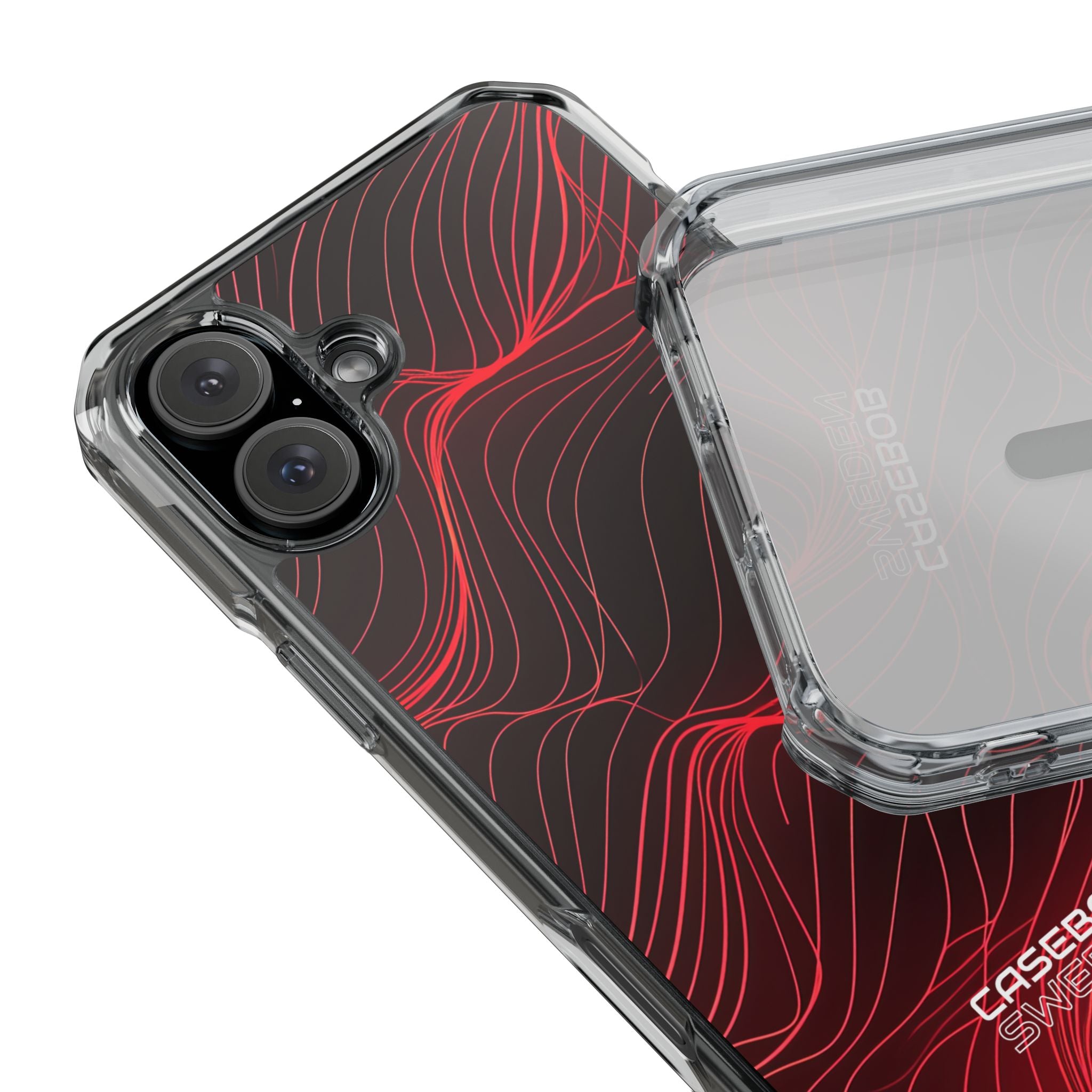 Crimson Waveform Flow iPhone 16 - Impact Clear+